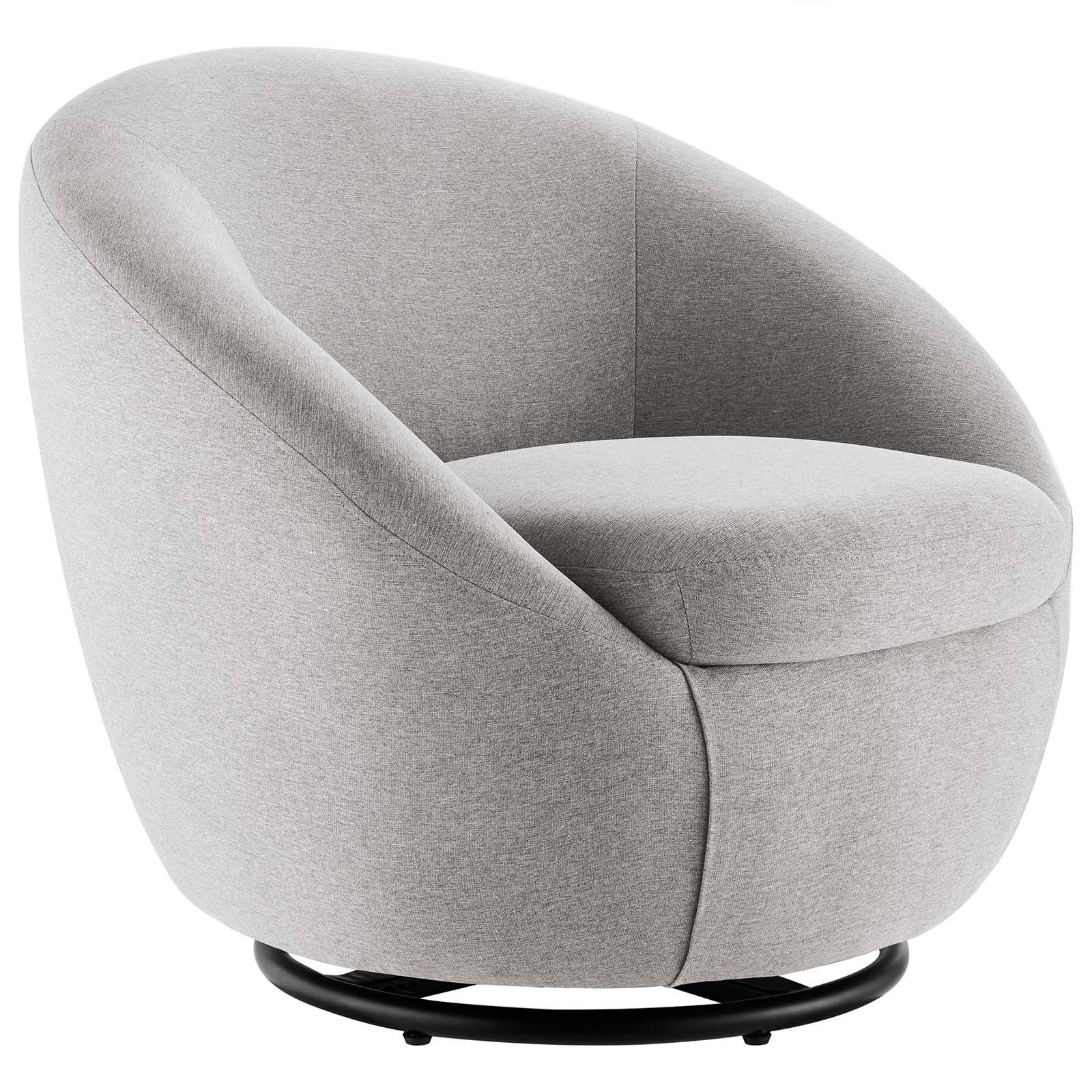Modway Accent Chairs - Buttercup Fabric Upholstered Upholstered Fabric Swivel Chair Black Light Gray