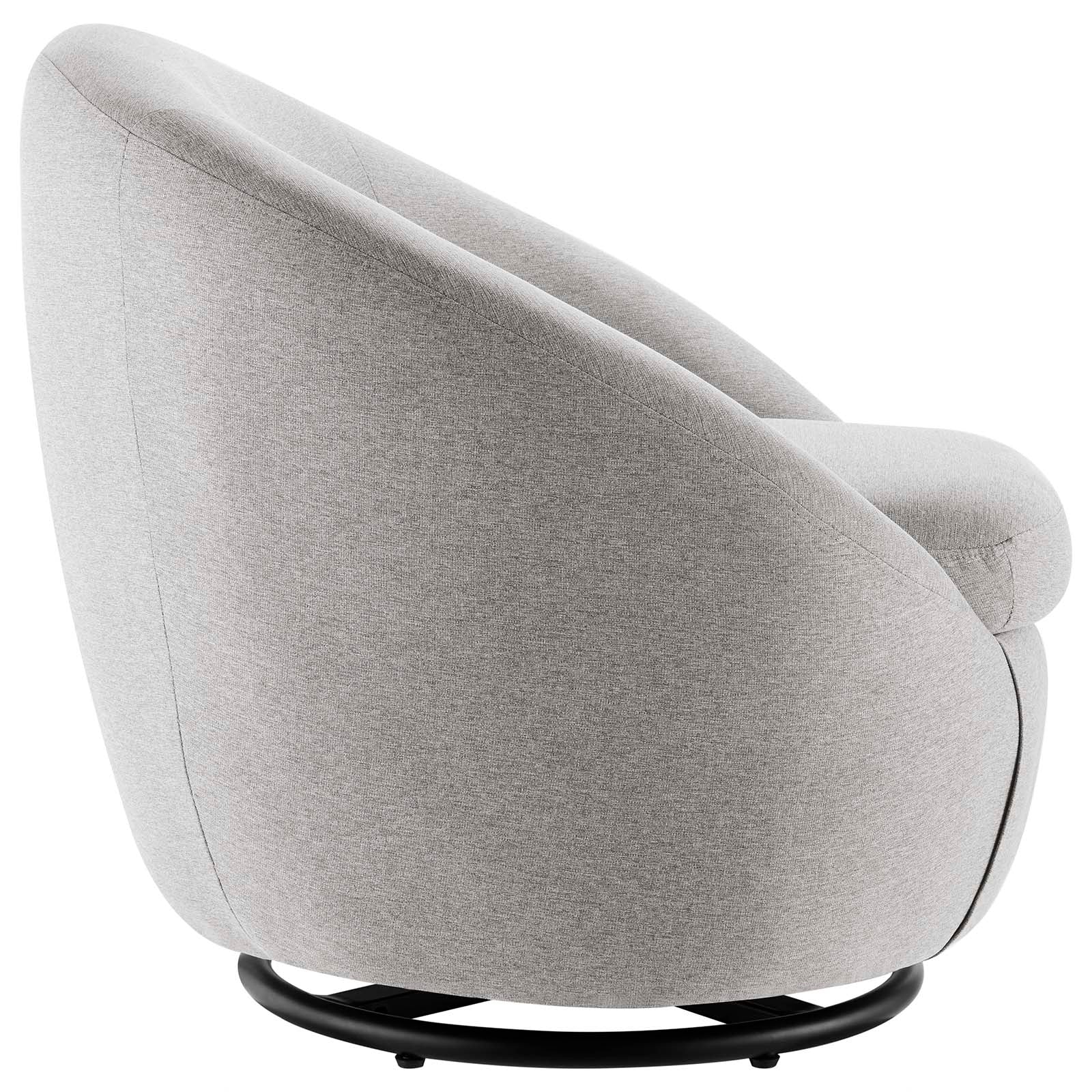 Modway Accent Chairs - Buttercup Fabric Upholstered Upholstered Fabric Swivel Chair Black Light Gray