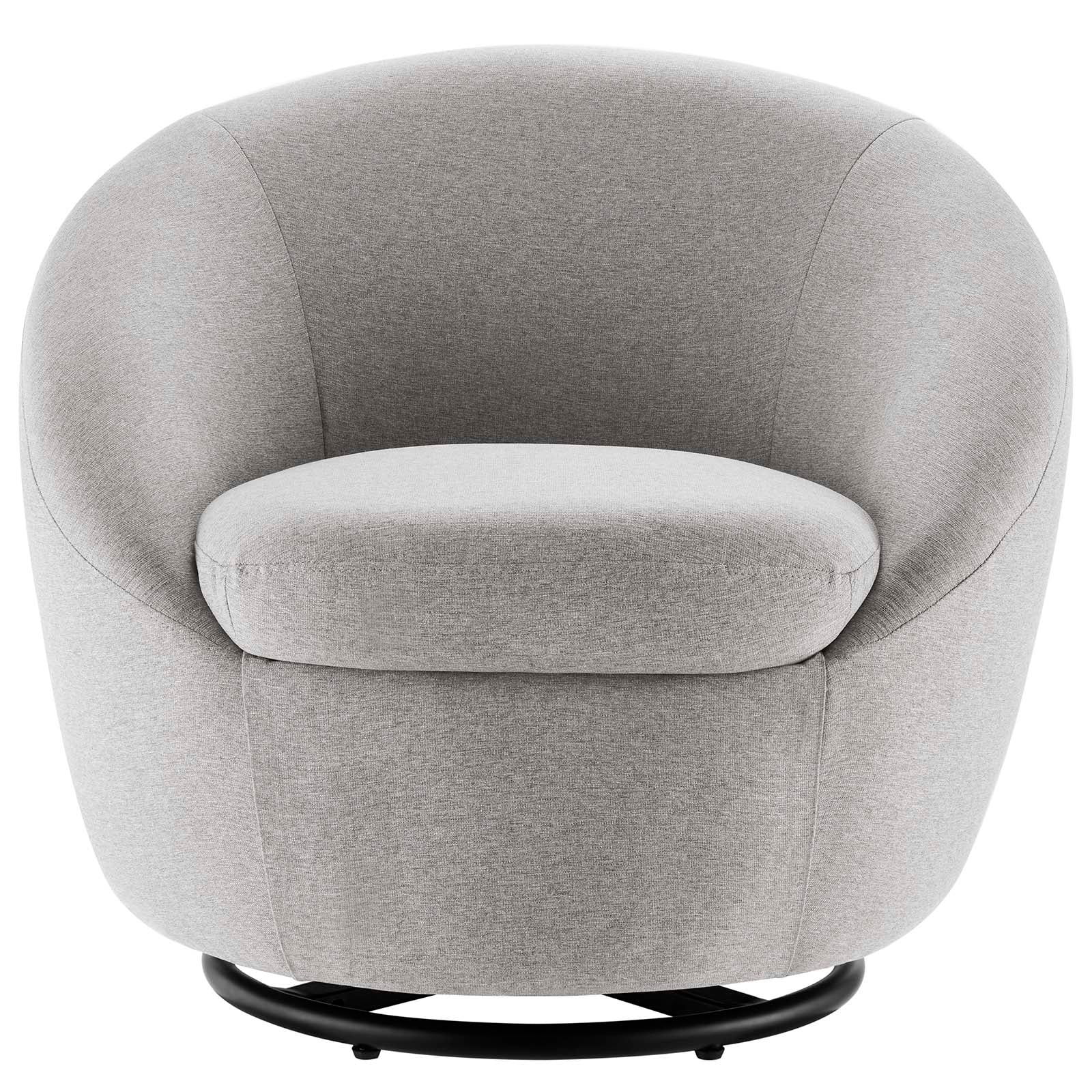 Modway Accent Chairs - Buttercup Fabric Upholstered Upholstered Fabric Swivel Chair Black Light Gray