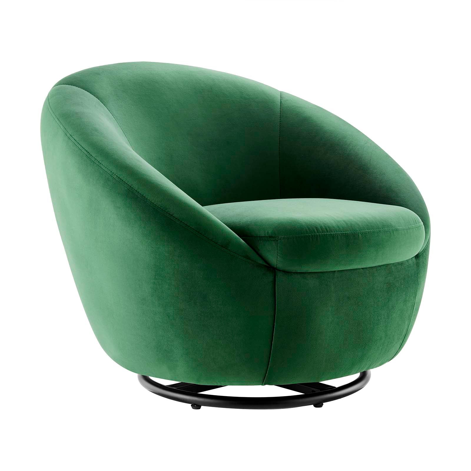 Modway Accent Chairs - Buttercup Performance Velvet Performance Velvet Swivel Chair Black Emerald