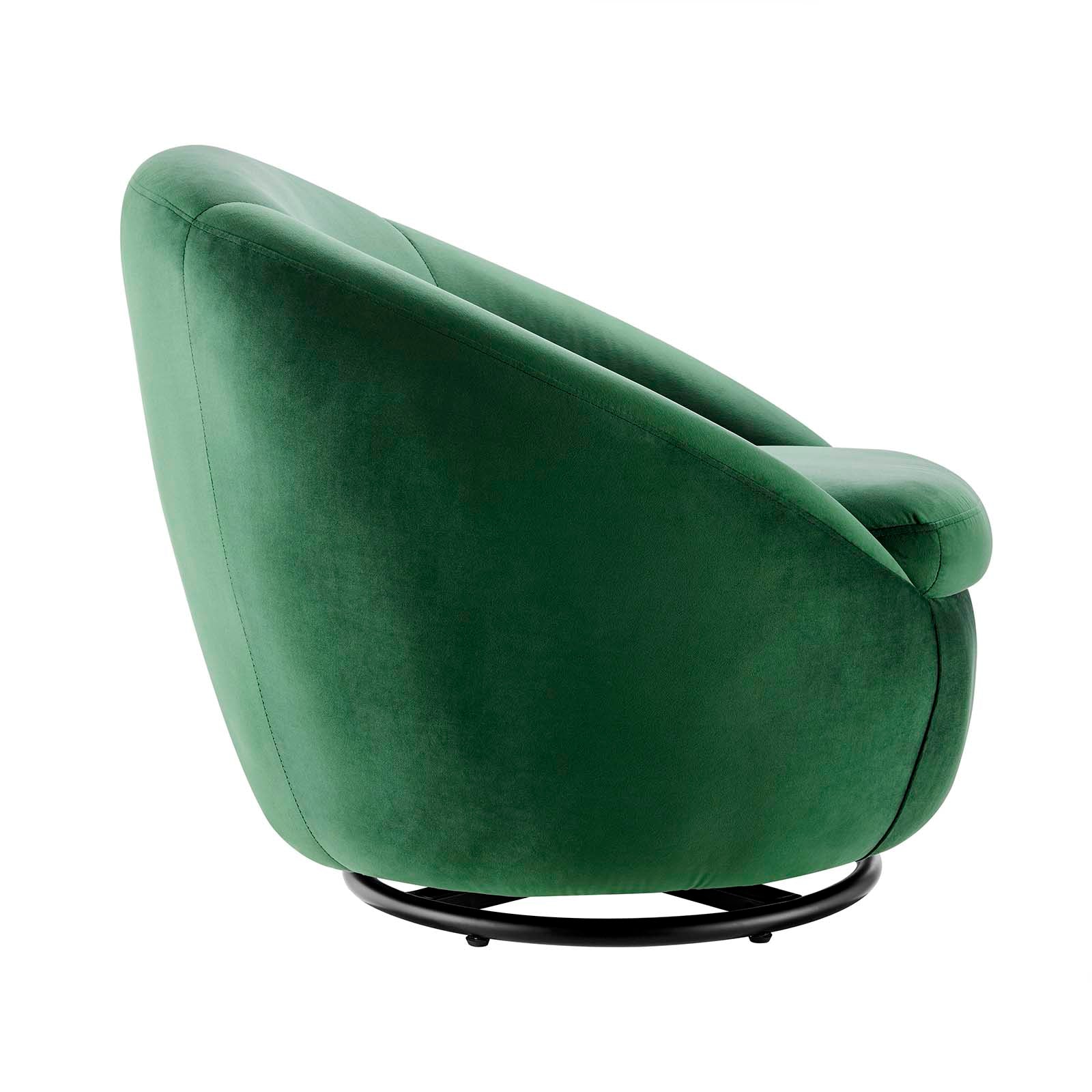 Modway Accent Chairs - Buttercup Performance Velvet Performance Velvet Swivel Chair Black Emerald
