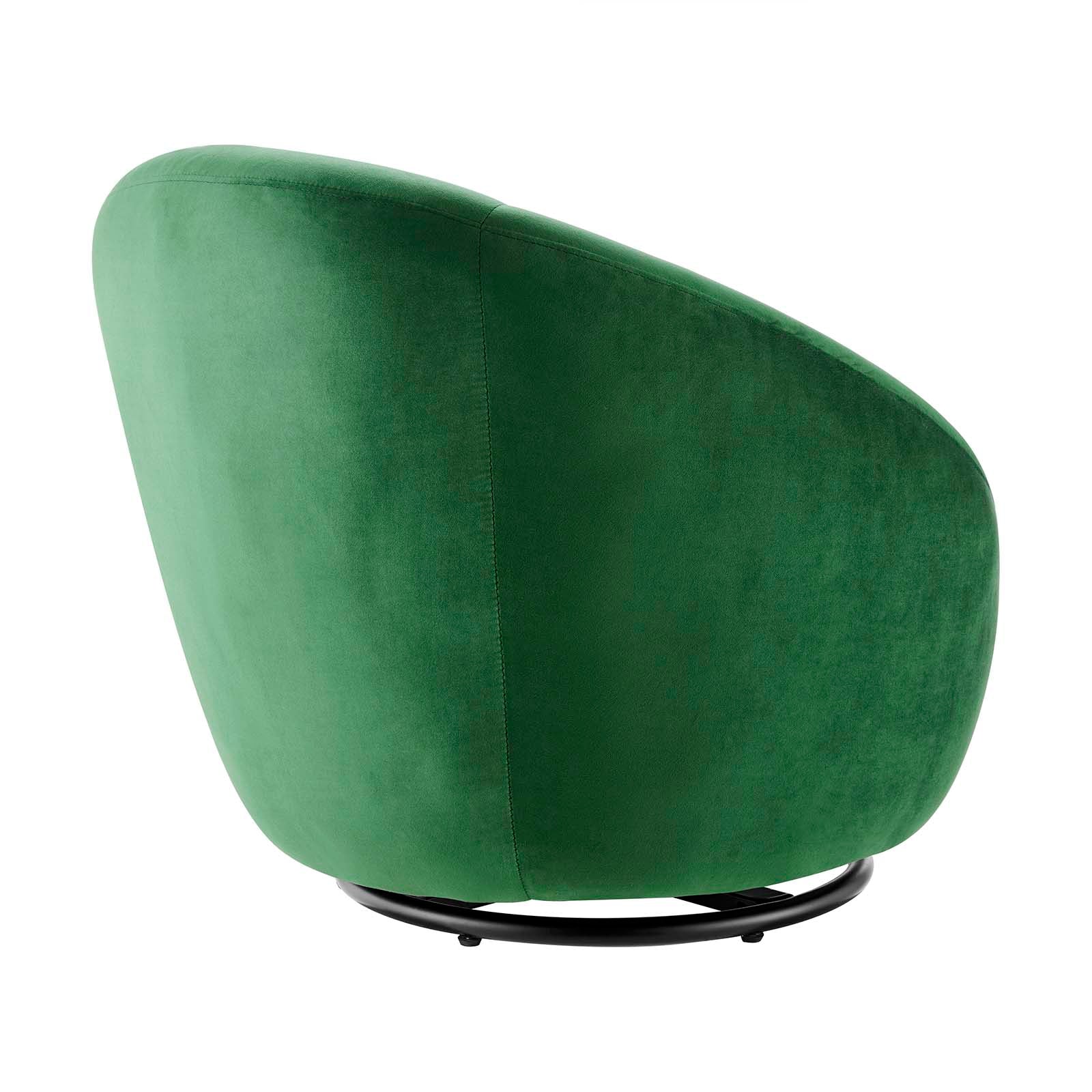 Modway Accent Chairs - Buttercup Performance Velvet Performance Velvet Swivel Chair Black Emerald