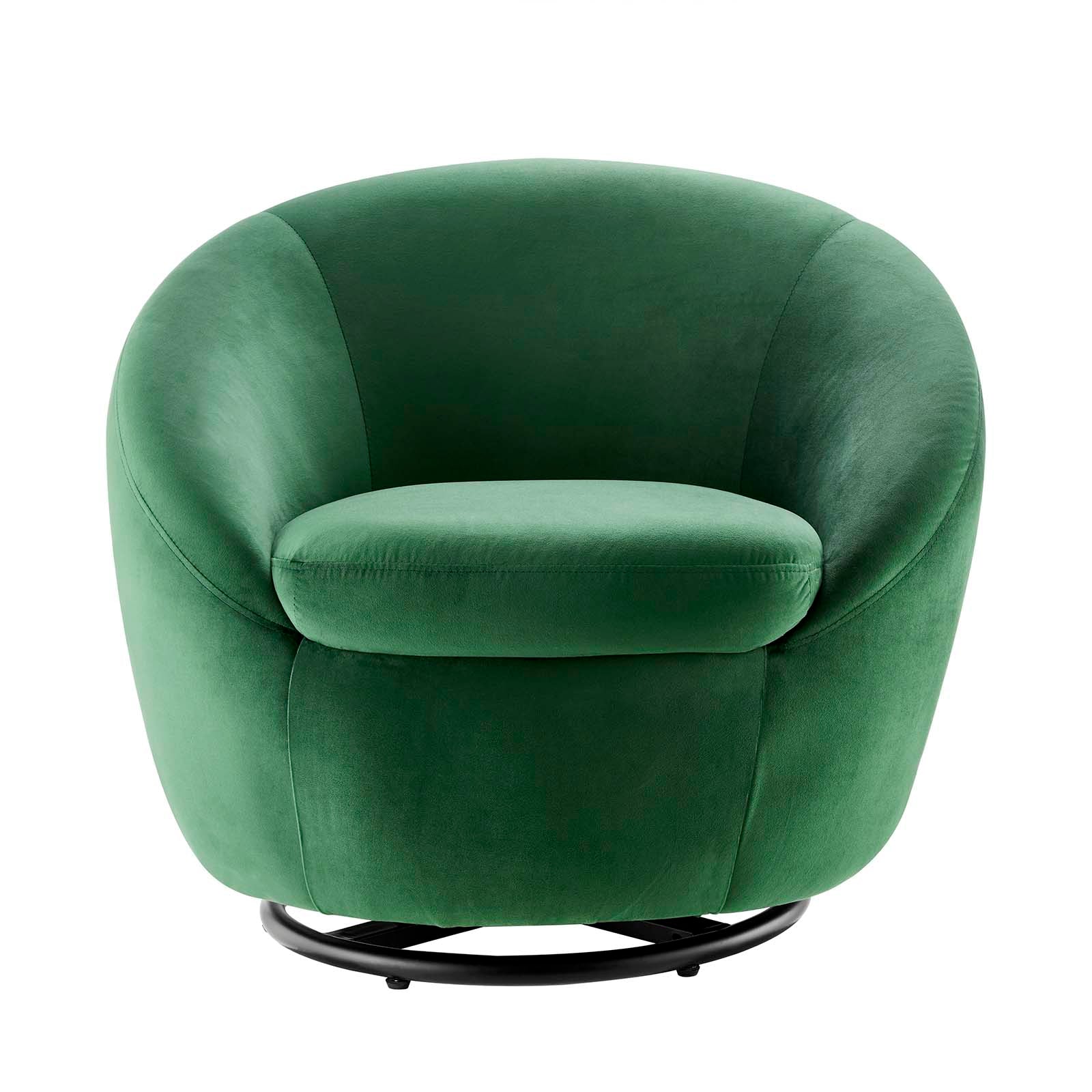 Modway Accent Chairs - Buttercup Performance Velvet Performance Velvet Swivel Chair Black Emerald