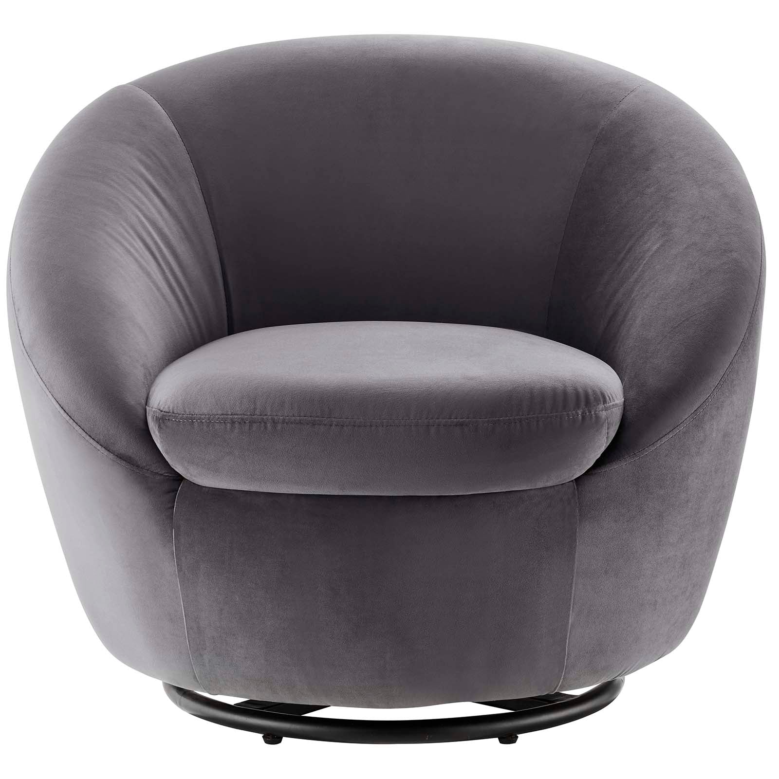 Modway Accent Chairs - Buttercup Performance Velvet Performance Velvet Swivel Chair Black Gray