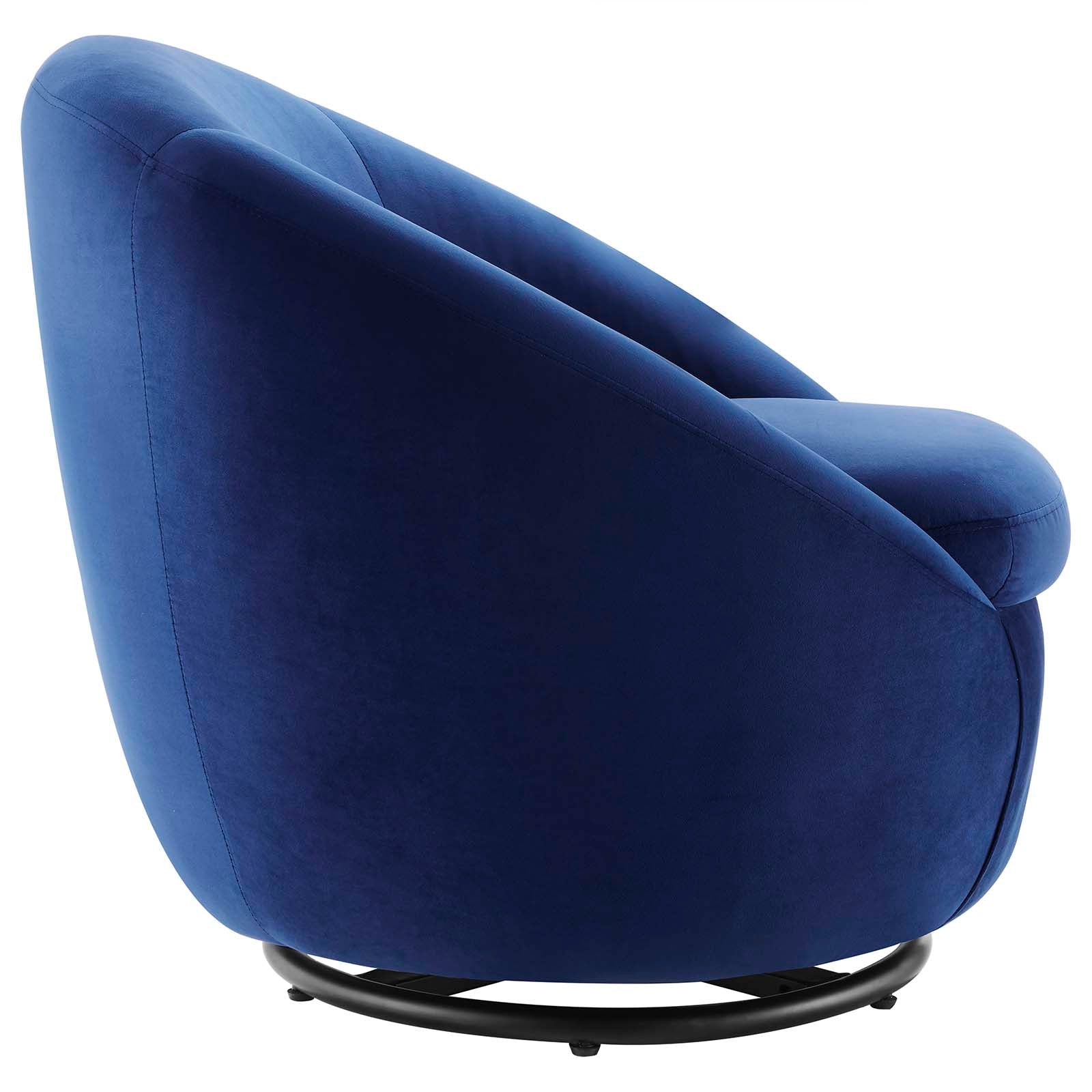 Modway Accent Chairs - Buttercup Performance Velvet Performance Velvet Swivel Chair Black Navy