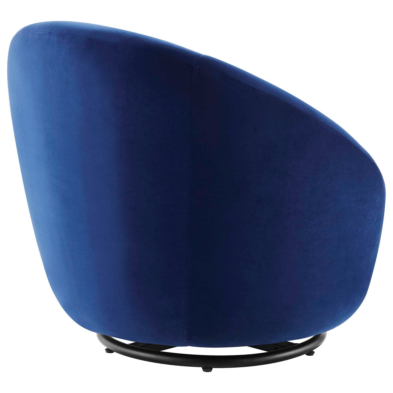 Modway Accent Chairs - Buttercup Performance Velvet Performance Velvet Swivel Chair Black Navy