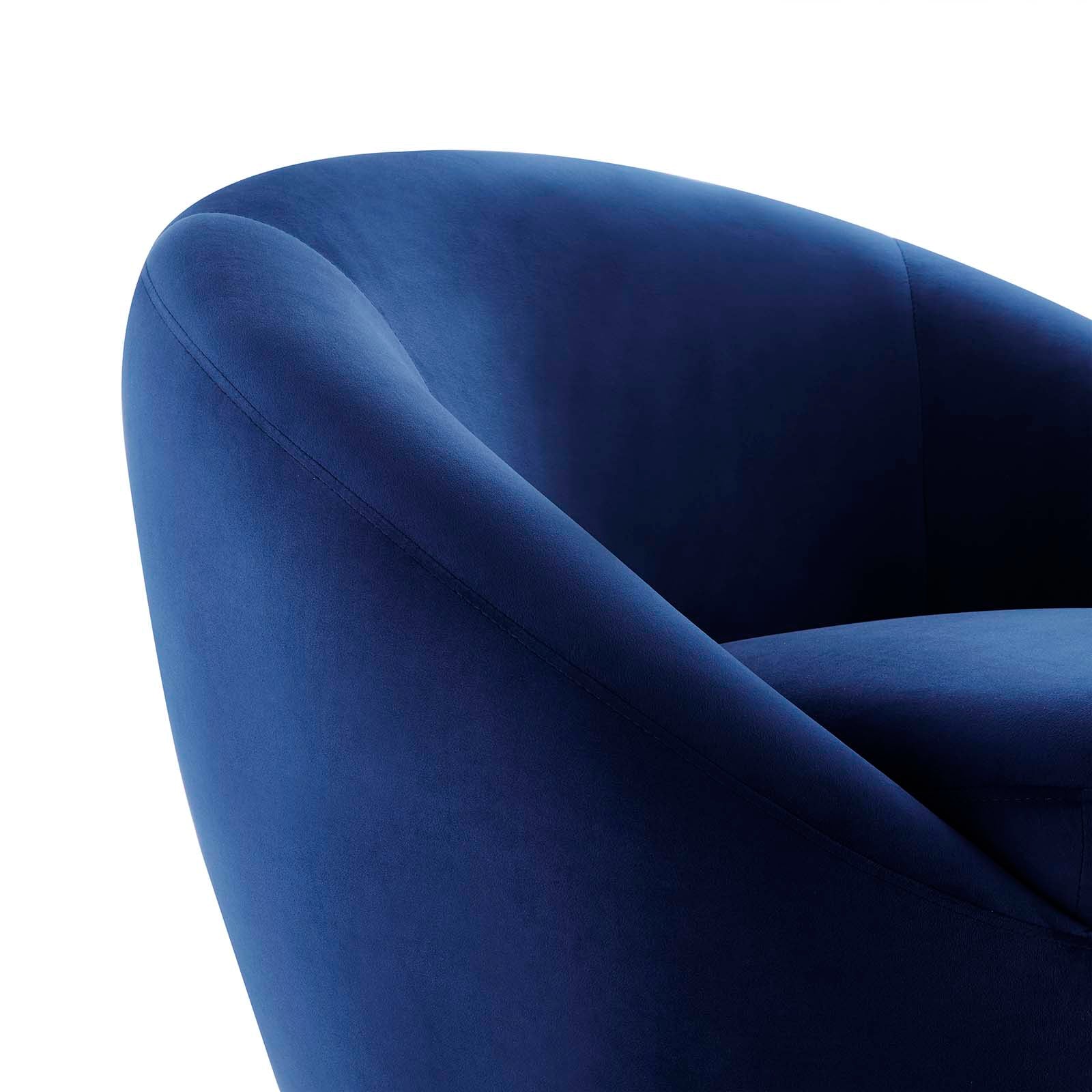 Modway Accent Chairs - Buttercup Performance Velvet Performance Velvet Swivel Chair Black Navy