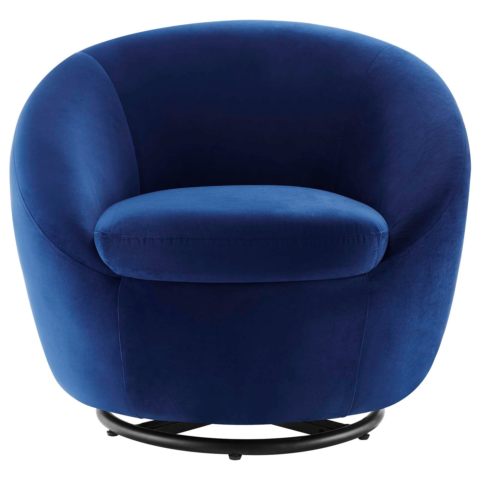 Modway Accent Chairs - Buttercup Performance Velvet Performance Velvet Swivel Chair Black Navy