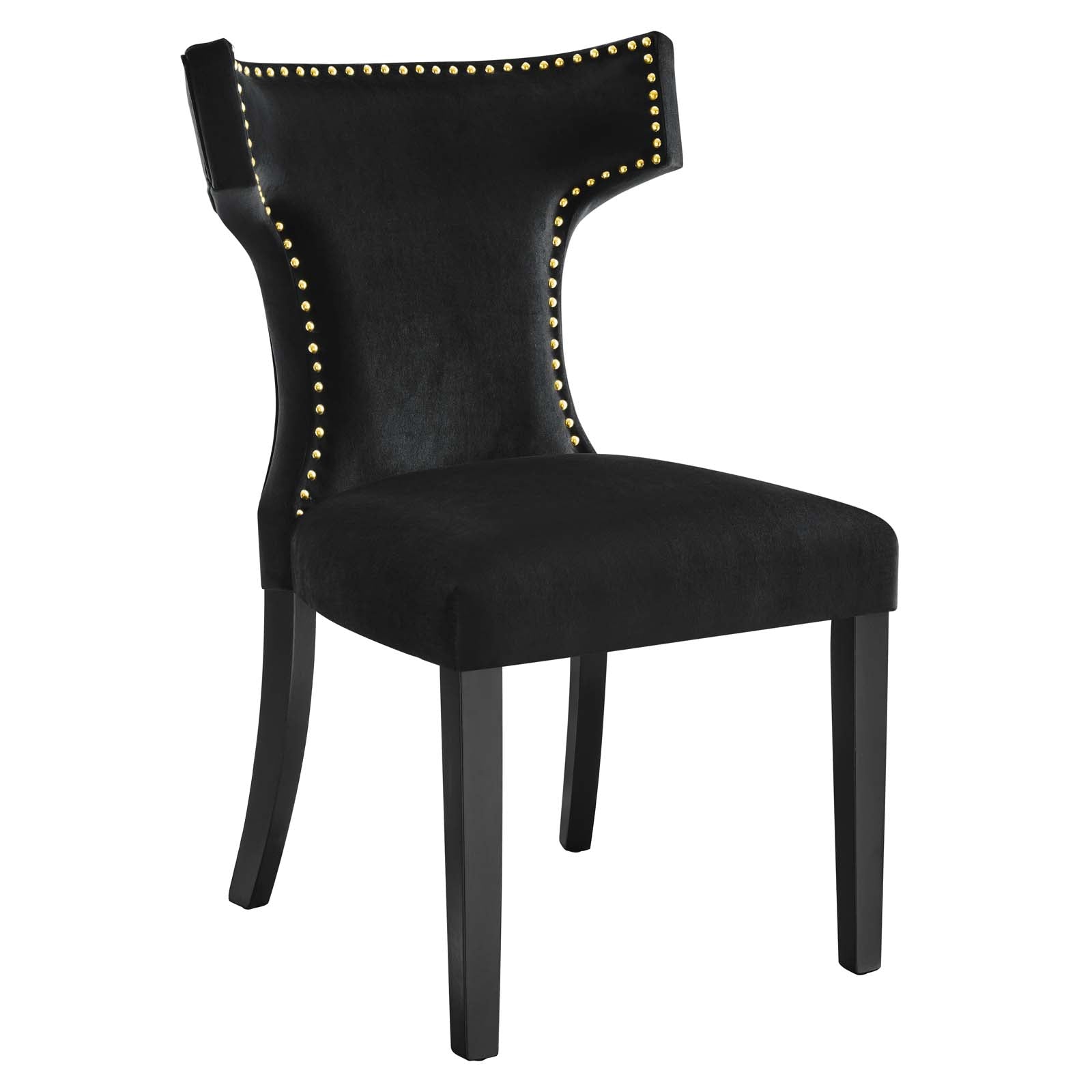 Modway Dining Chairs - Curve Performance Velvet Dining Chairs - Set of 2 Black