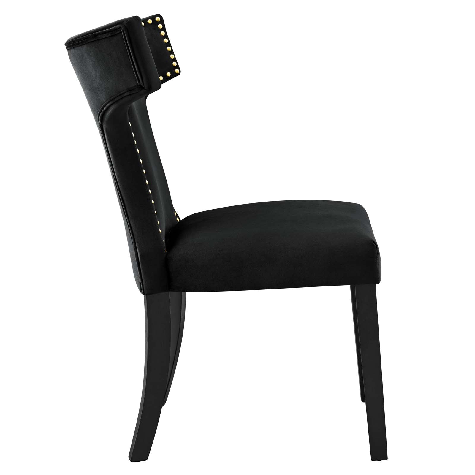 Modway Dining Chairs - Curve Performance Velvet Dining Chairs - Set of 2 Black