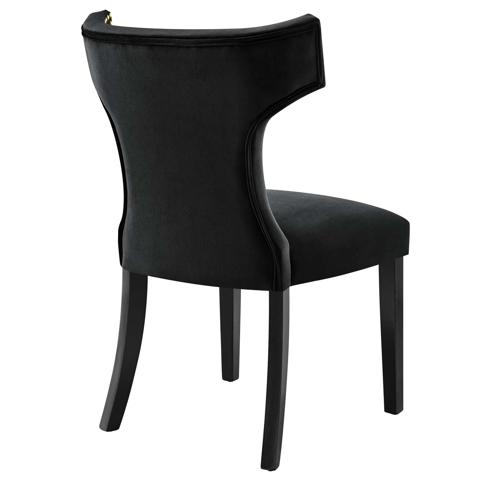 Modway Dining Chairs - Curve Performance Velvet Dining Chairs - Set of 2 Black