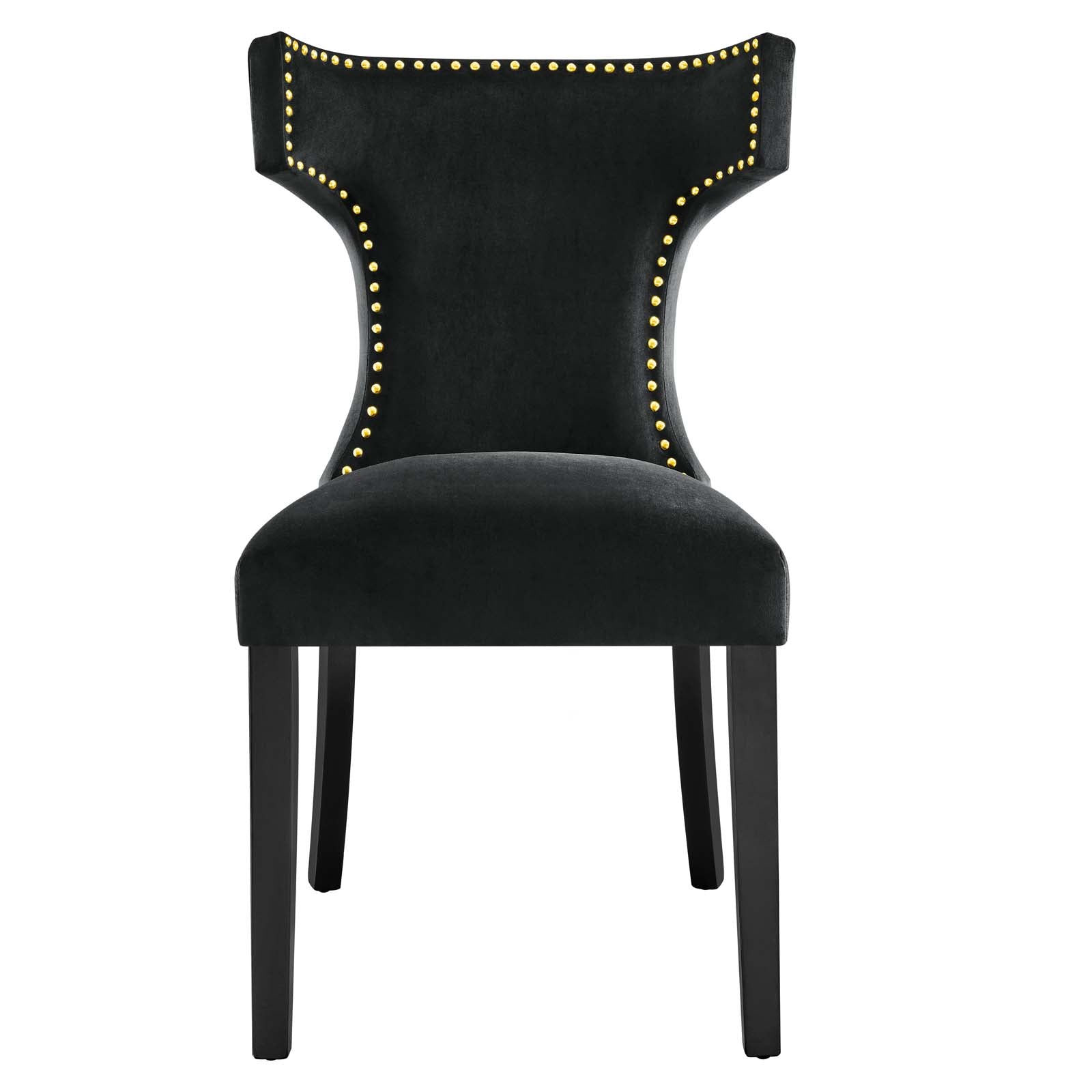 Modway Dining Chairs - Curve Performance Velvet Dining Chairs - Set of 2 Black