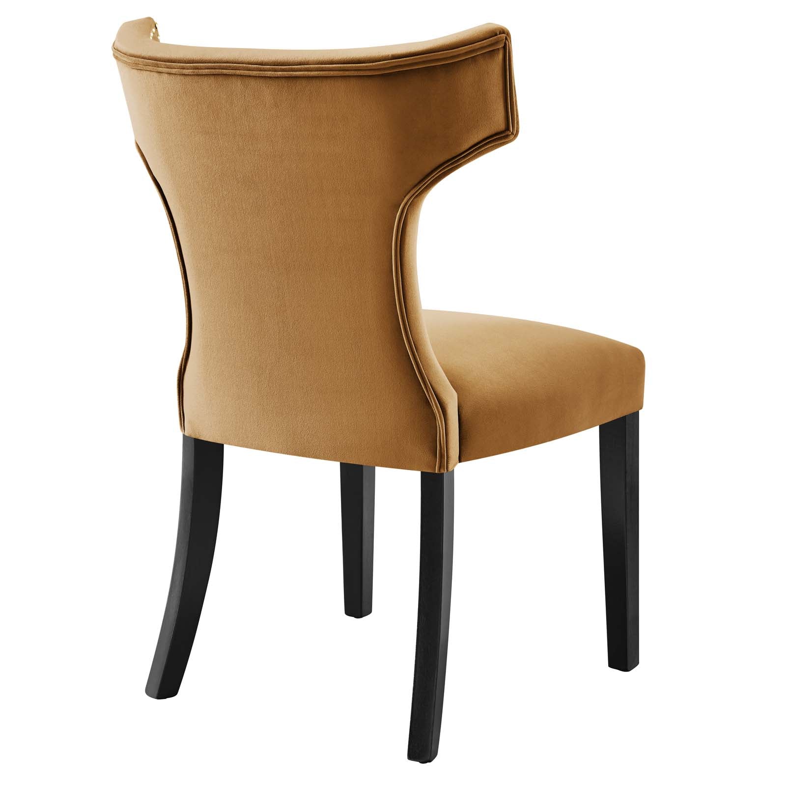 Modway Dining Chairs - Curve Performance Velvet Dining Chairs - Set of 2 Cognac