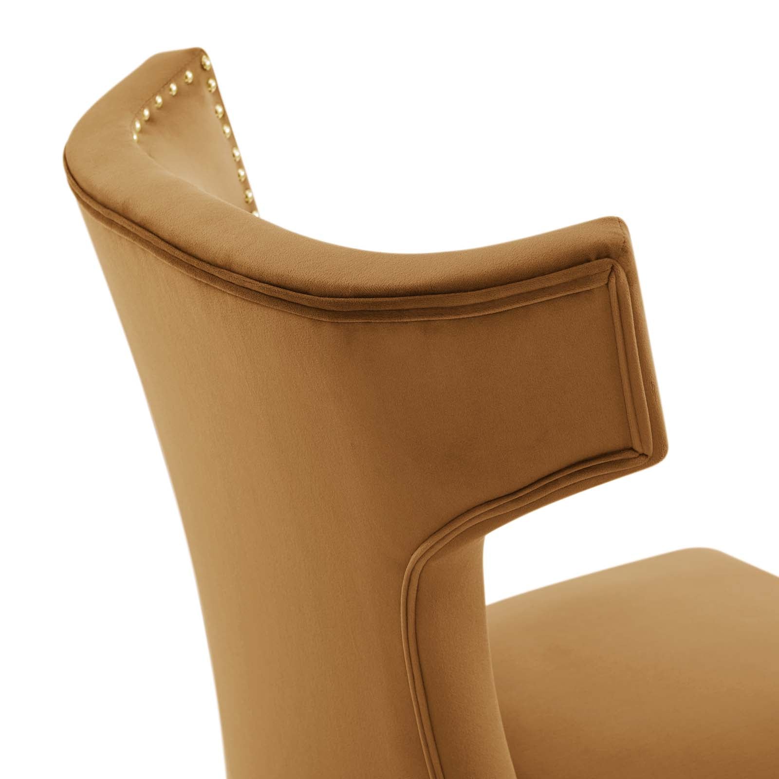 Modway Dining Chairs - Curve Performance Velvet Dining Chairs - Set of 2 Cognac