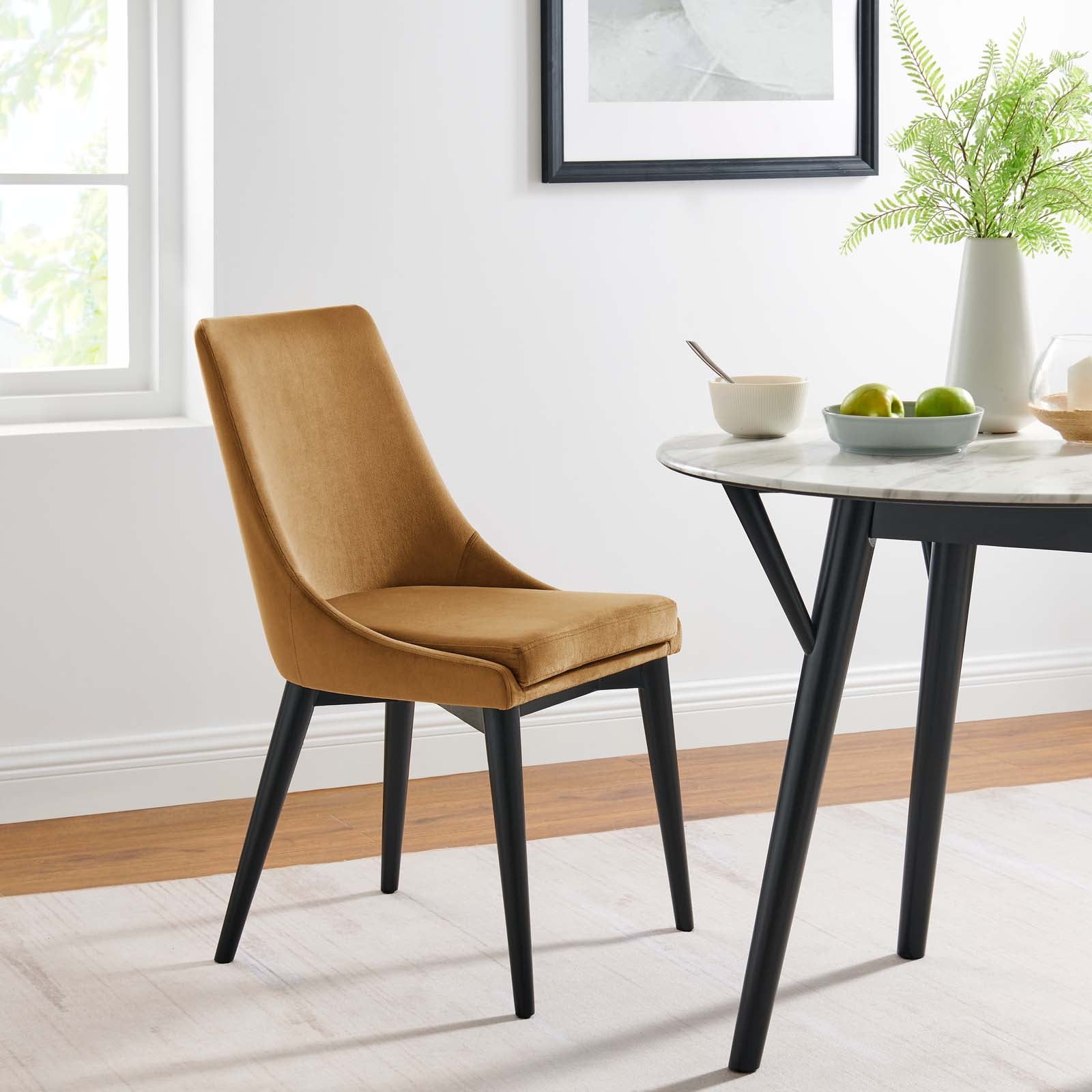 Modway Dining Chairs - Viscount Performance Velvet Dining Chair Cognac