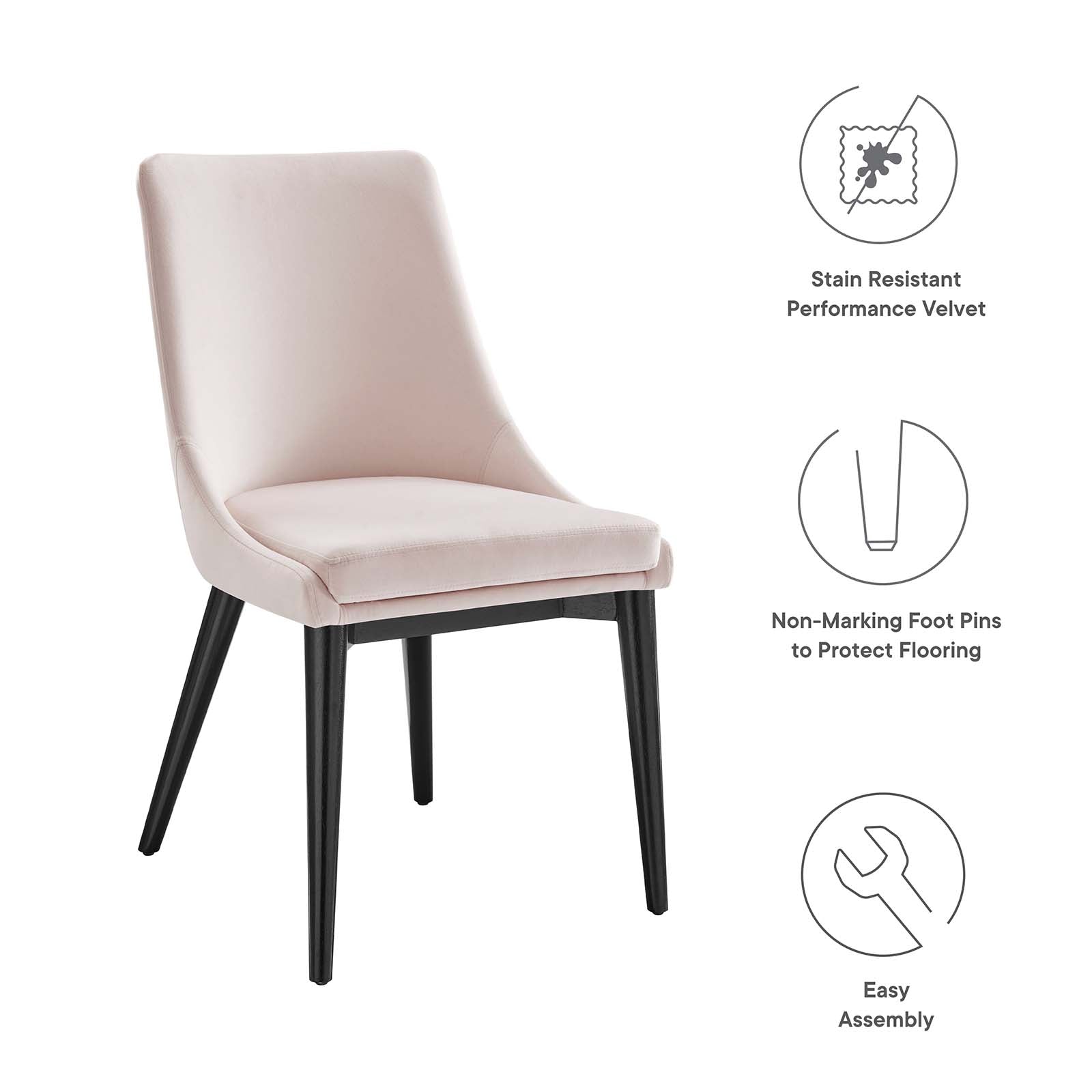 Modway Dining Chairs - Viscount Performance Velvet Dining Chair Pink