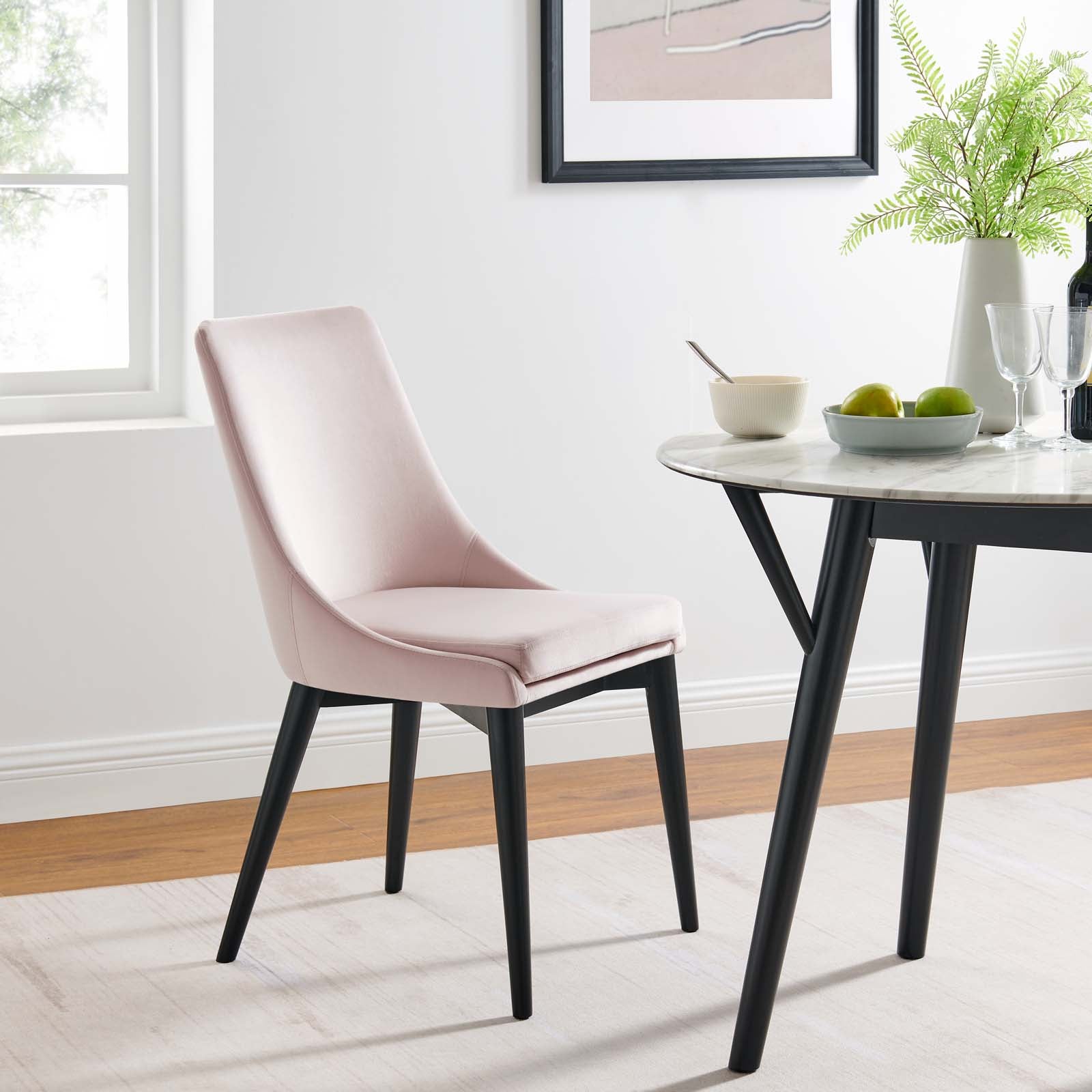 Modway Dining Chairs - Viscount Performance Velvet Dining Chair Pink