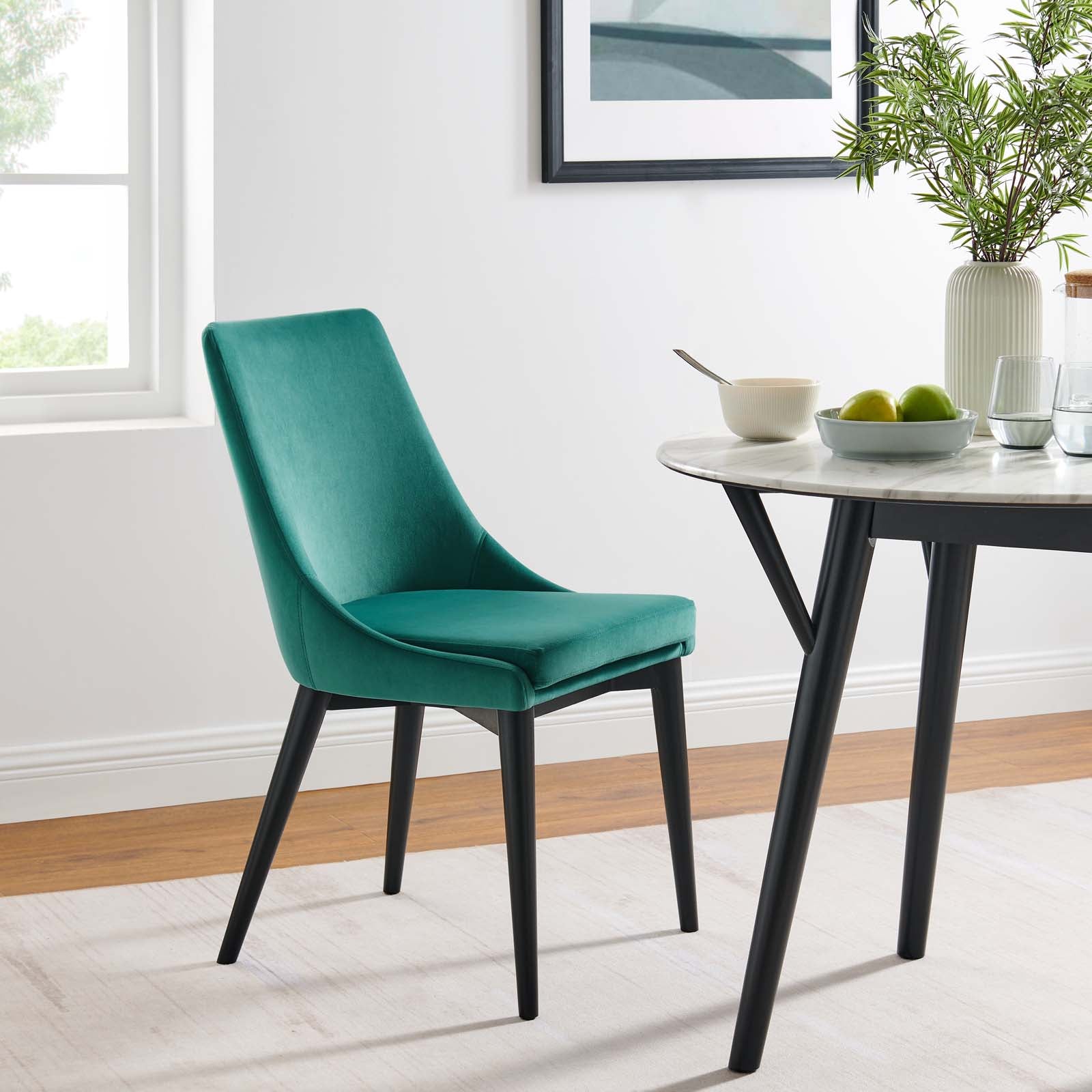 Modway Dining Chairs - Viscount Performance Velvet Dining Chair Teal
