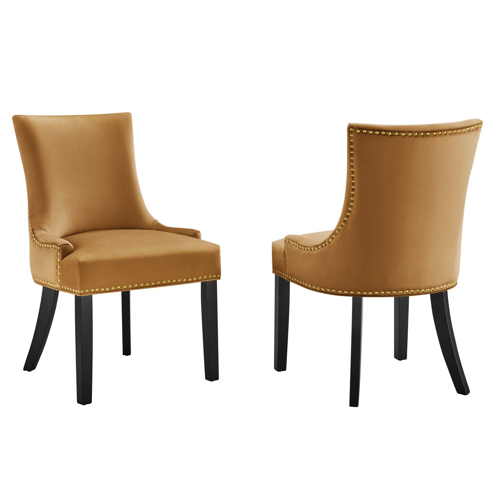 Modway Dining Chairs - Marquis Performance Velvet Dining Chairs - Set of 2 Cognac
