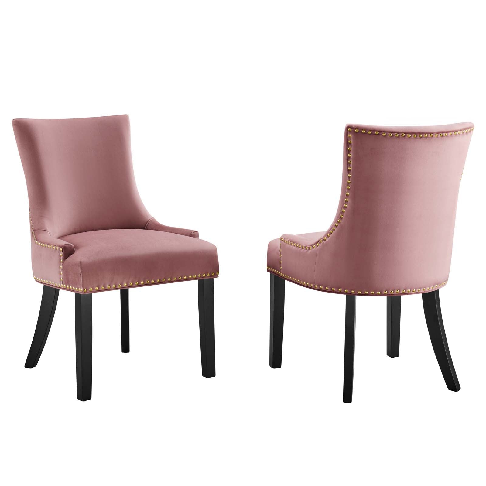 Modway Dining Chairs - Marquis Performance Velvet Dining Chairs - Set of 2 Dusty Rose