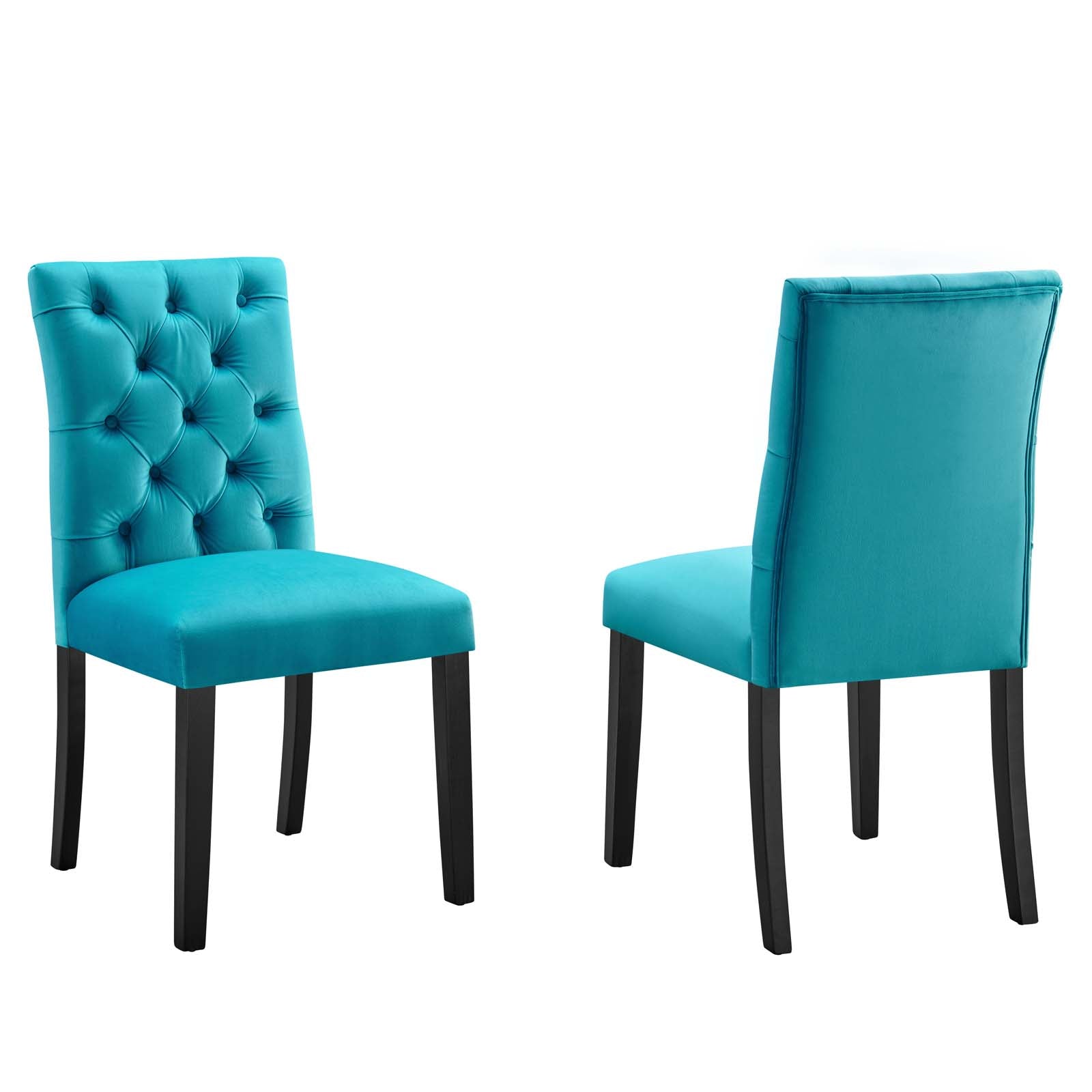 Modway Dining Chairs - Duchess Performance Velvet Dining Chairs - Set of 2 Blue