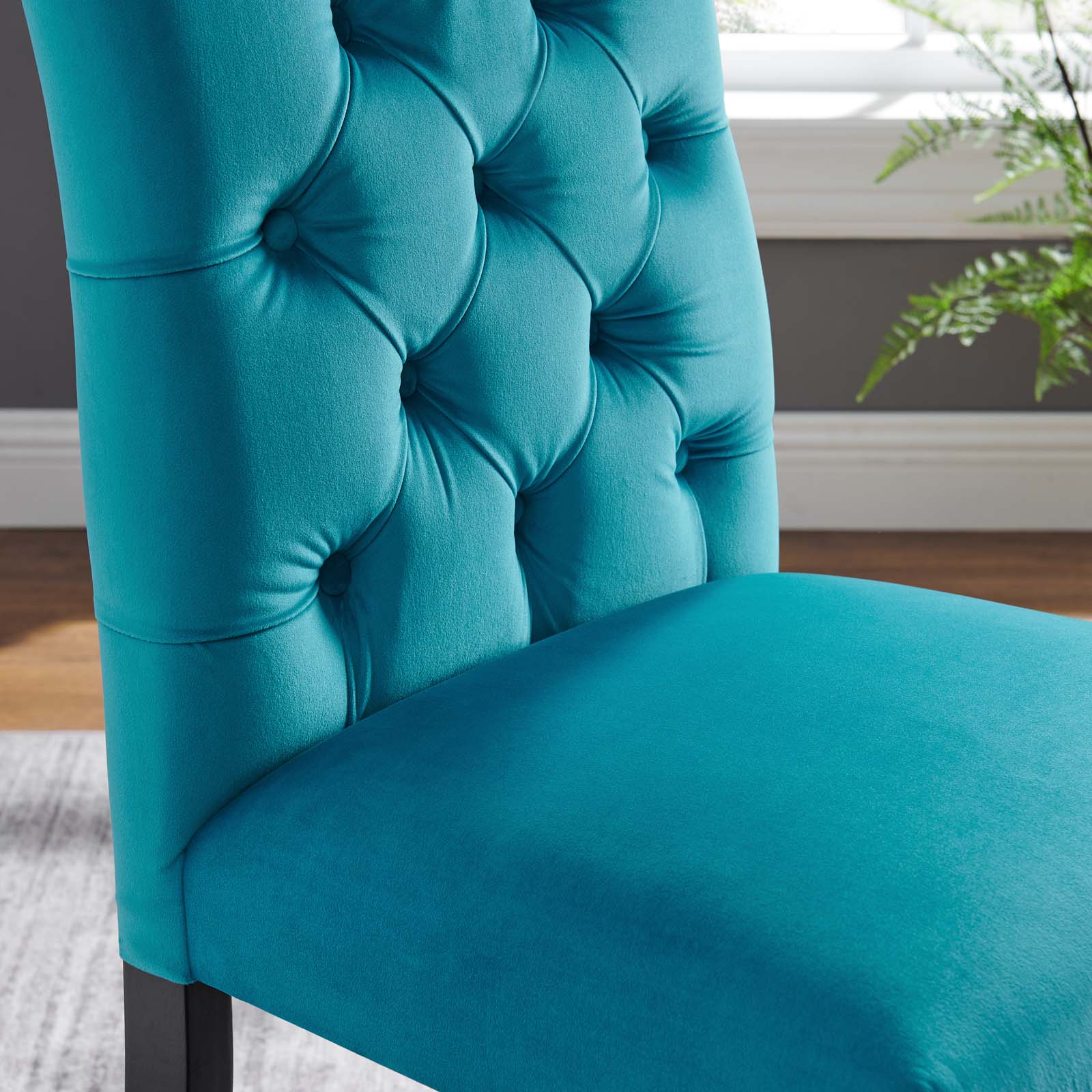Modway Dining Chairs - Duchess Performance Velvet Dining Chairs - Set of 2 Blue