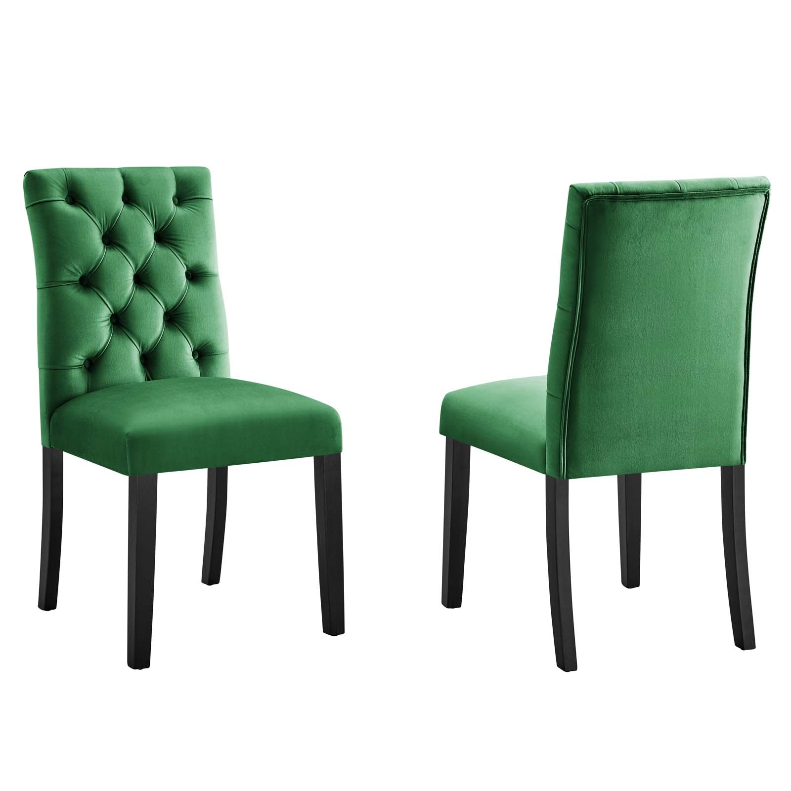 Modway Dining Chairs - Duchess Performance Velvet Dining Chairs - Set of 2 Emerald