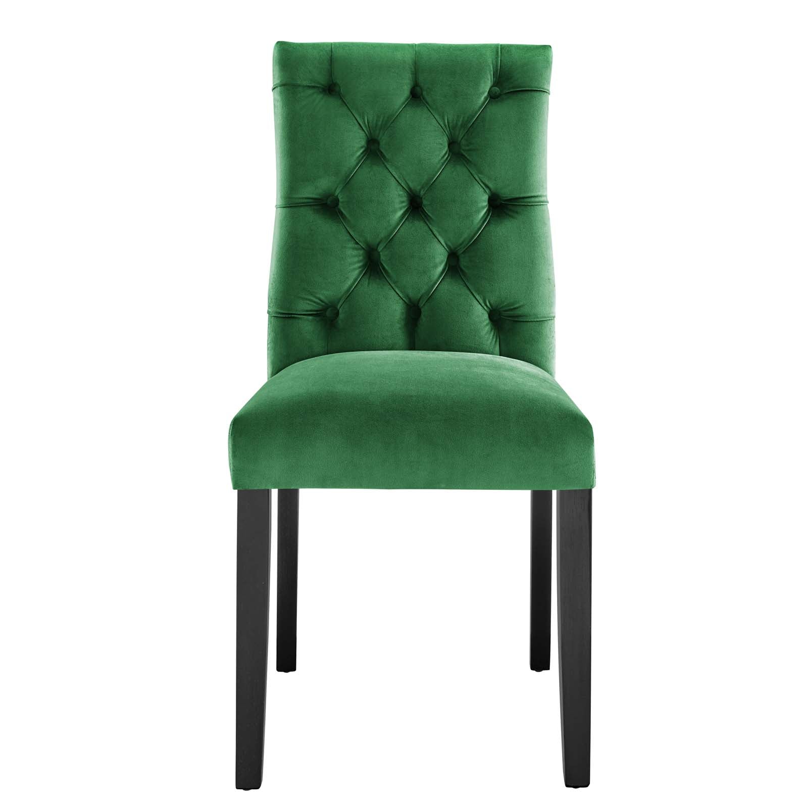 Modway Dining Chairs - Duchess Performance Velvet Dining Chairs - Set of 2 Emerald