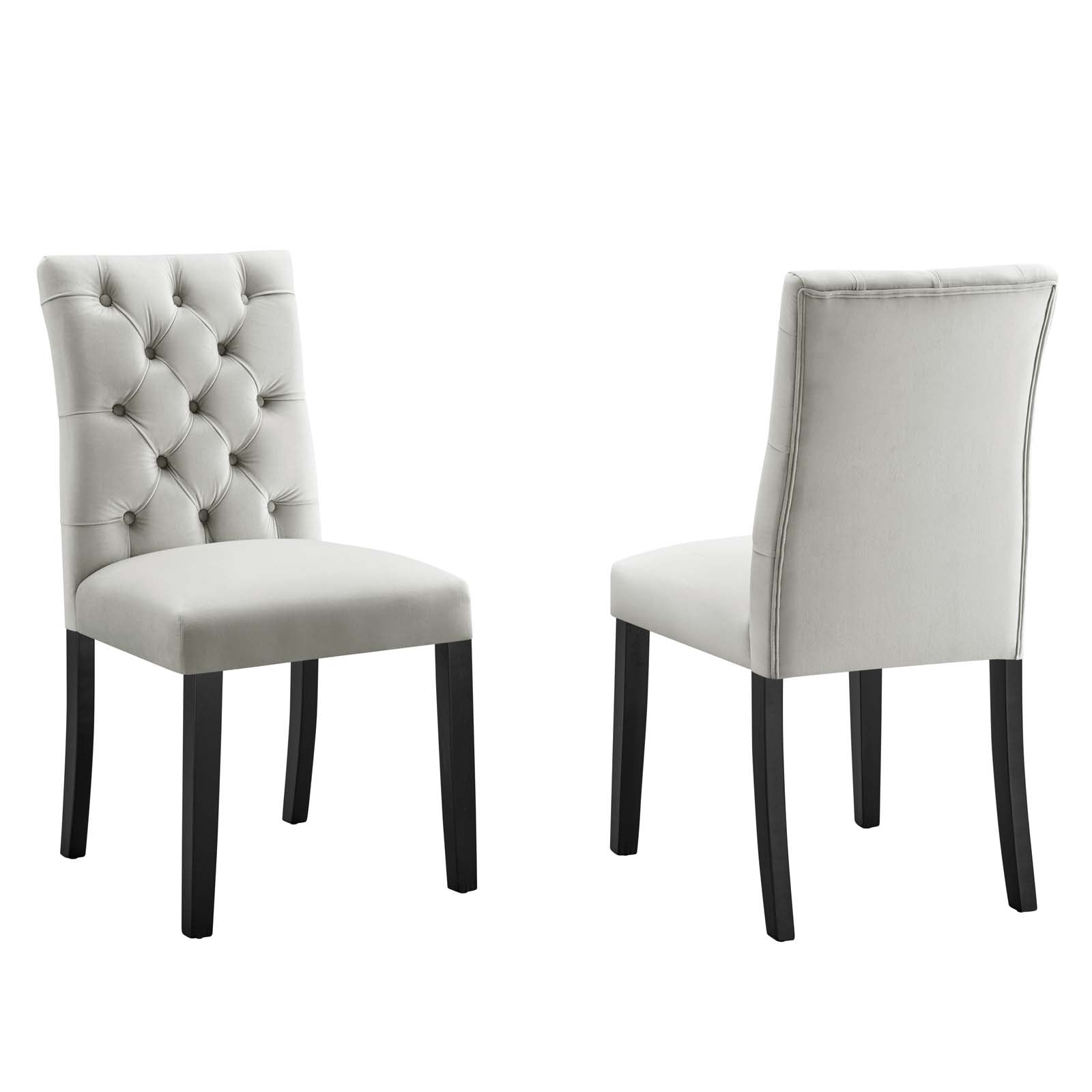 Modway Dining Chairs - Duchess Performance Velvet Dining Chairs - Set of 2 Light Gray
