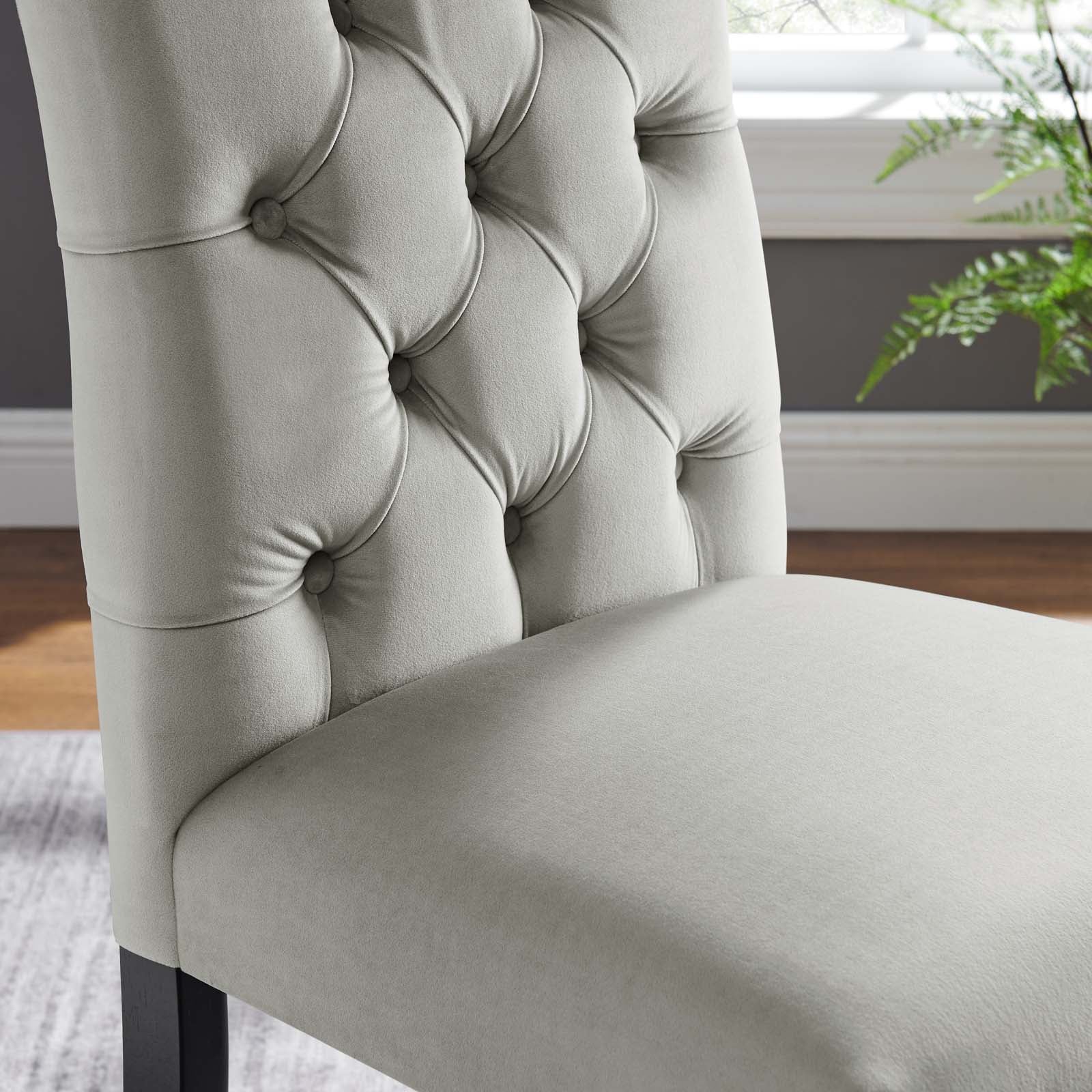 Modway Dining Chairs - Duchess Performance Velvet Dining Chairs - Set of 2 Light Gray