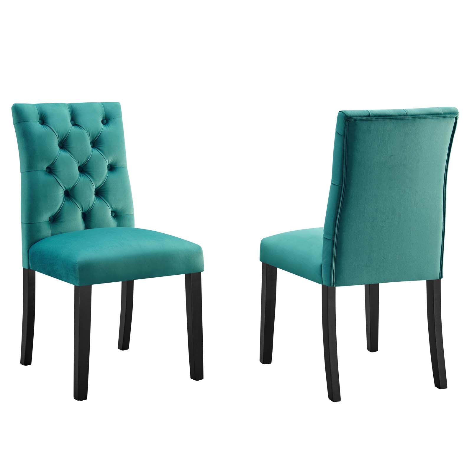 Modway Dining Chairs - Duchess Performance Velvet Dining Chairs - Set of 2 Teal