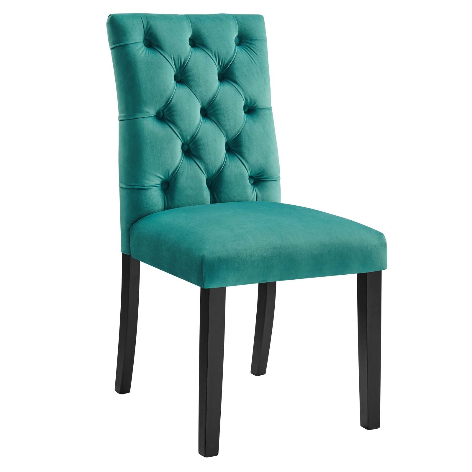 Modway Dining Chairs - Duchess Performance Velvet Dining Chairs - Set of 2 Teal