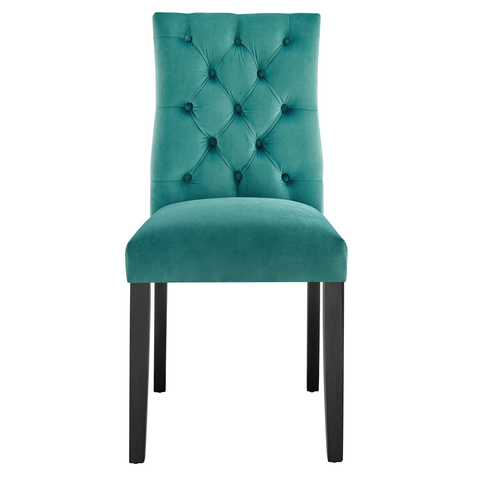 Modway Dining Chairs - Duchess Performance Velvet Dining Chairs - Set of 2 Teal