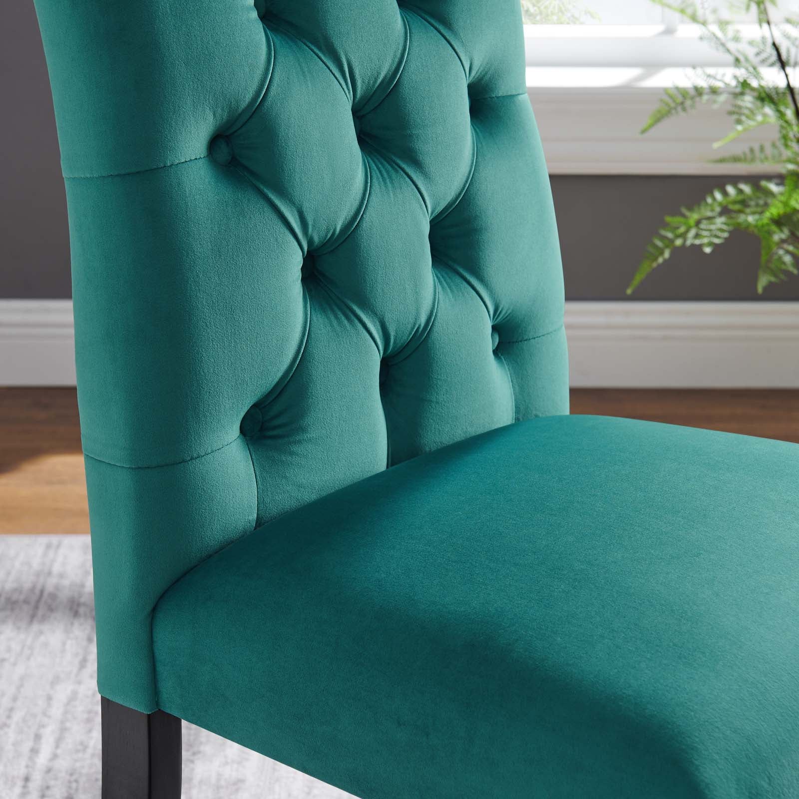 Modway Dining Chairs - Duchess Performance Velvet Dining Chairs - Set of 2 Teal