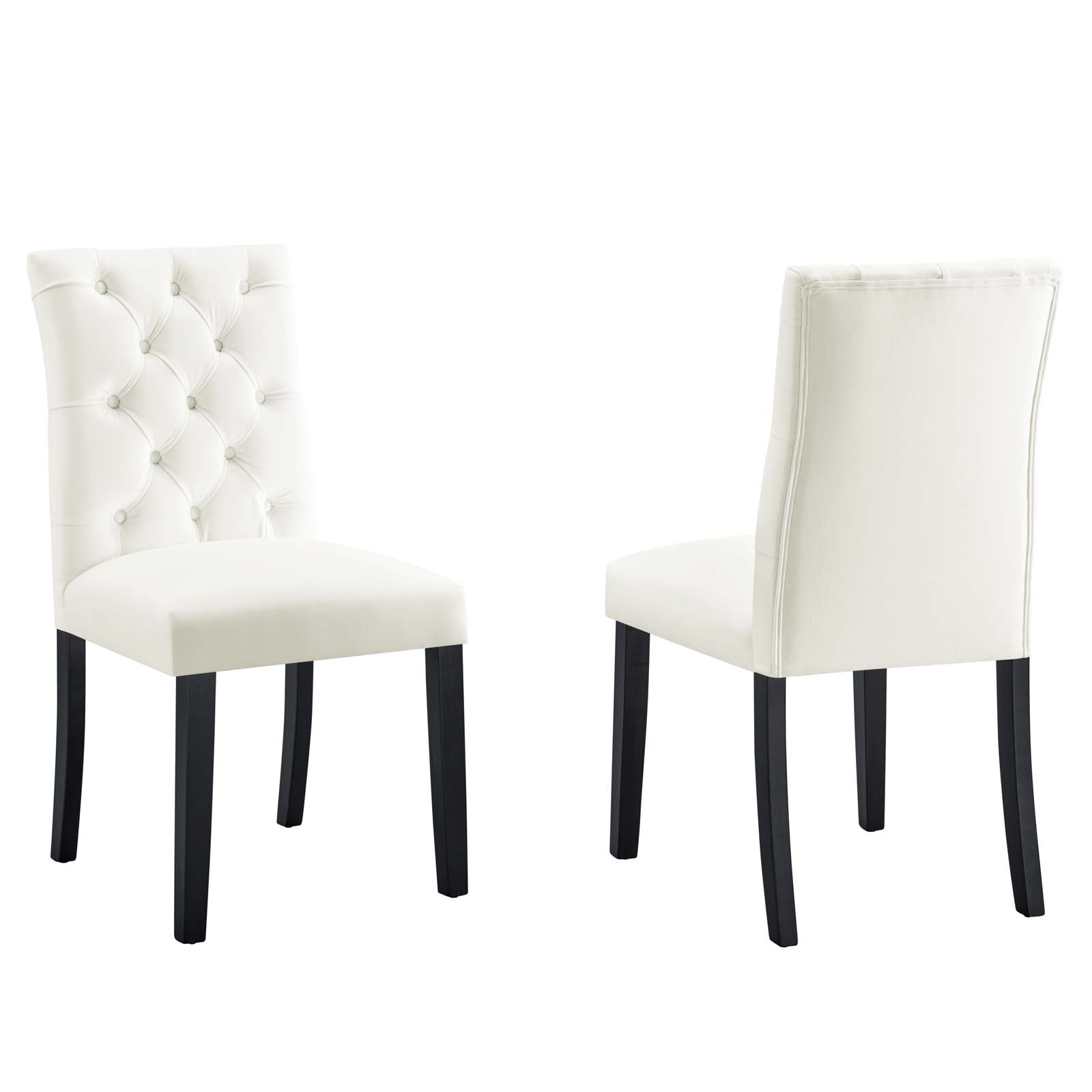 Modway Dining Chairs - Duchess-Performance-Velvet-Dining-Chairs---Set-of-2-White