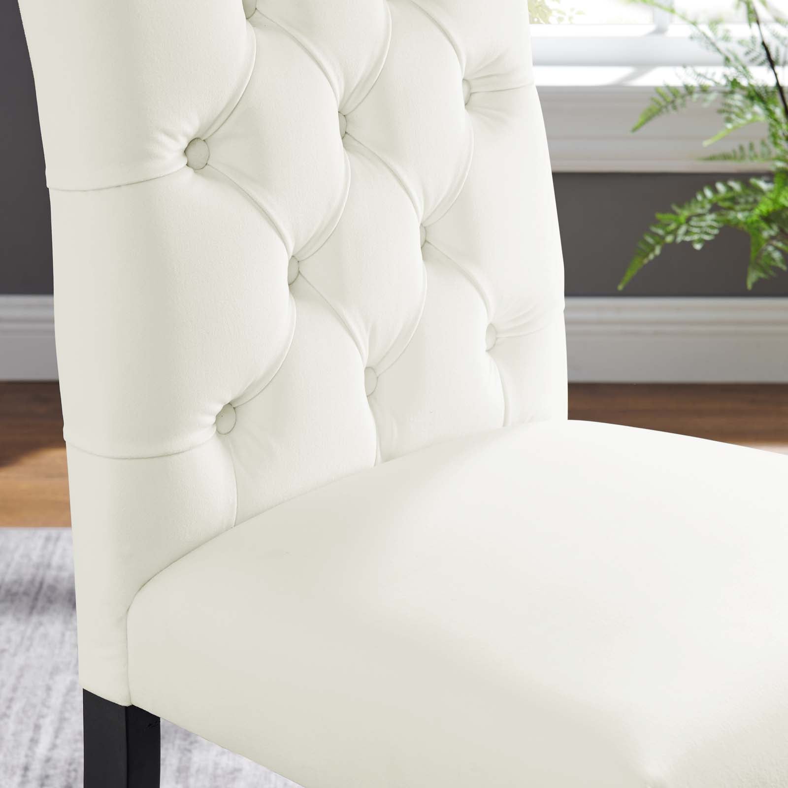 Modway Dining Chairs - Duchess-Performance-Velvet-Dining-Chairs---Set-of-2-White