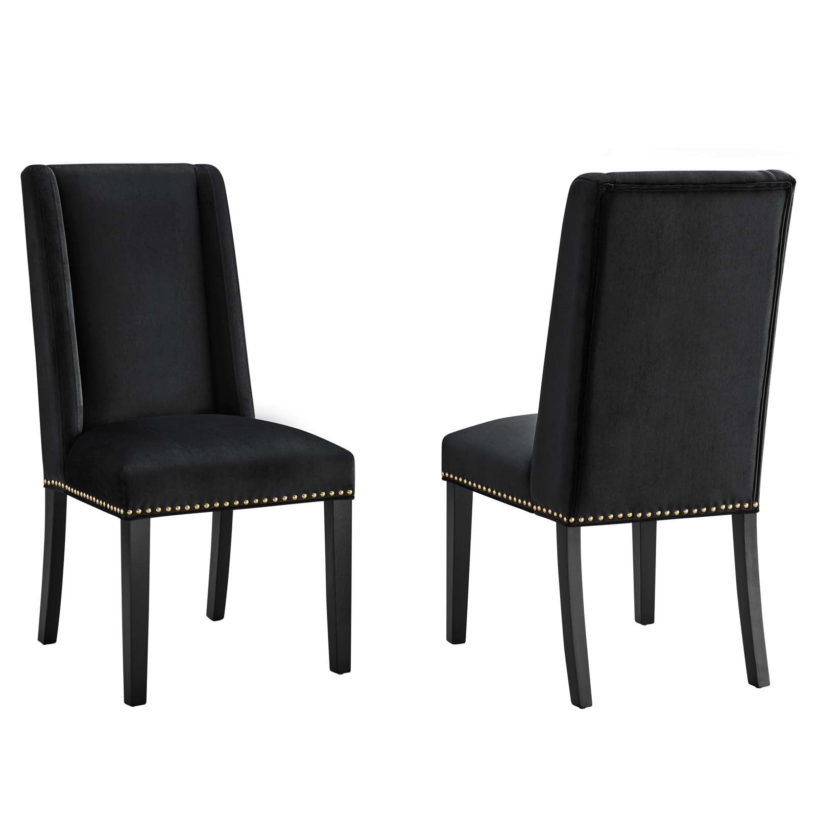 Modway Dining Chairs - Baron Performance Velvet Dining Chairs - Set of 2 Black