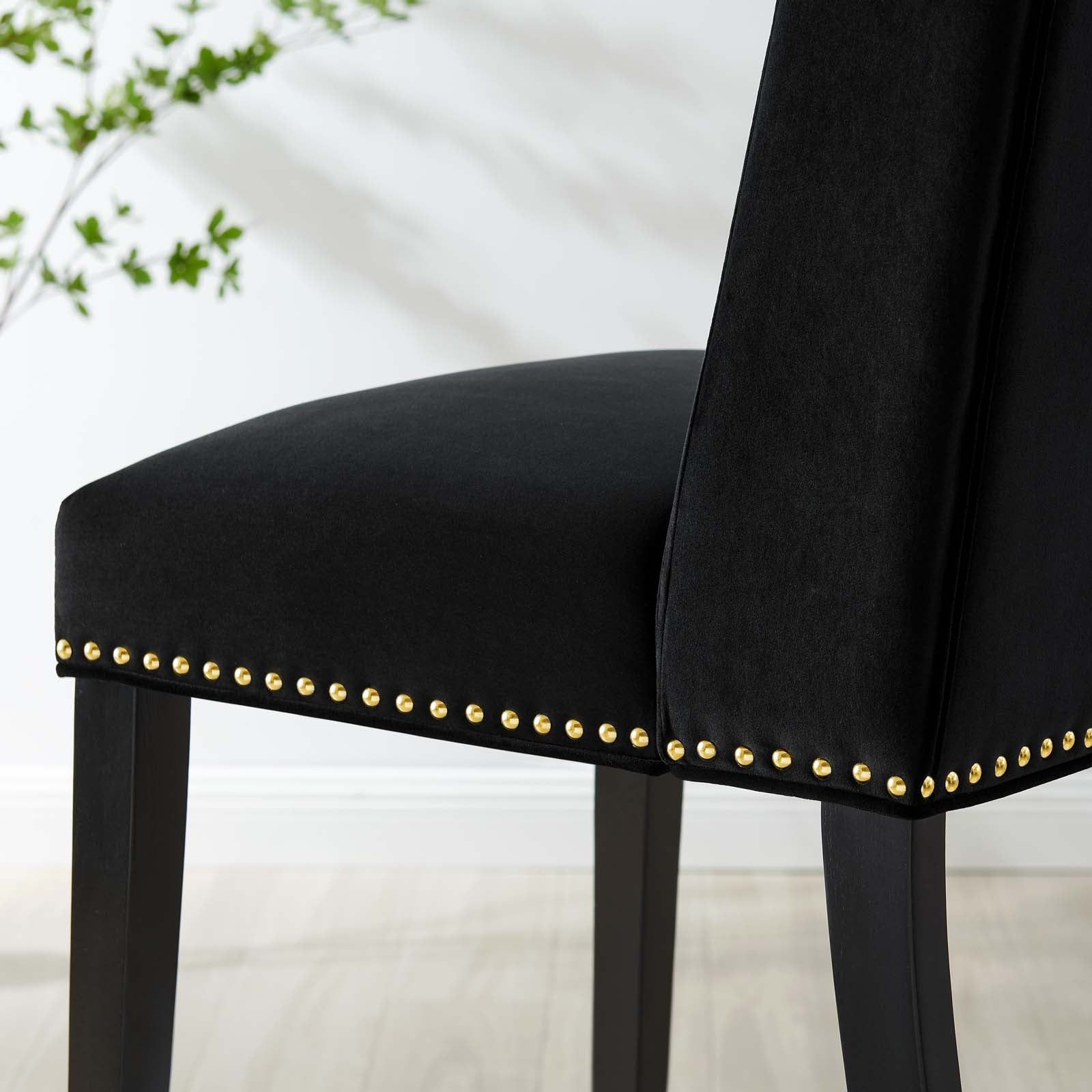 Modway Dining Chairs - Baron Performance Velvet Dining Chairs - Set of 2 Black