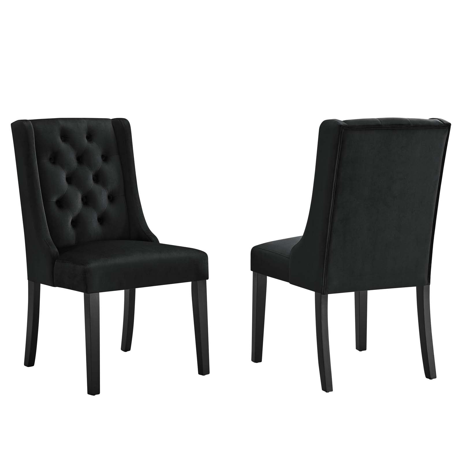 Modway Dining Chairs - Baronet Performance Velvet Dining Chairs - Set of 2 Black