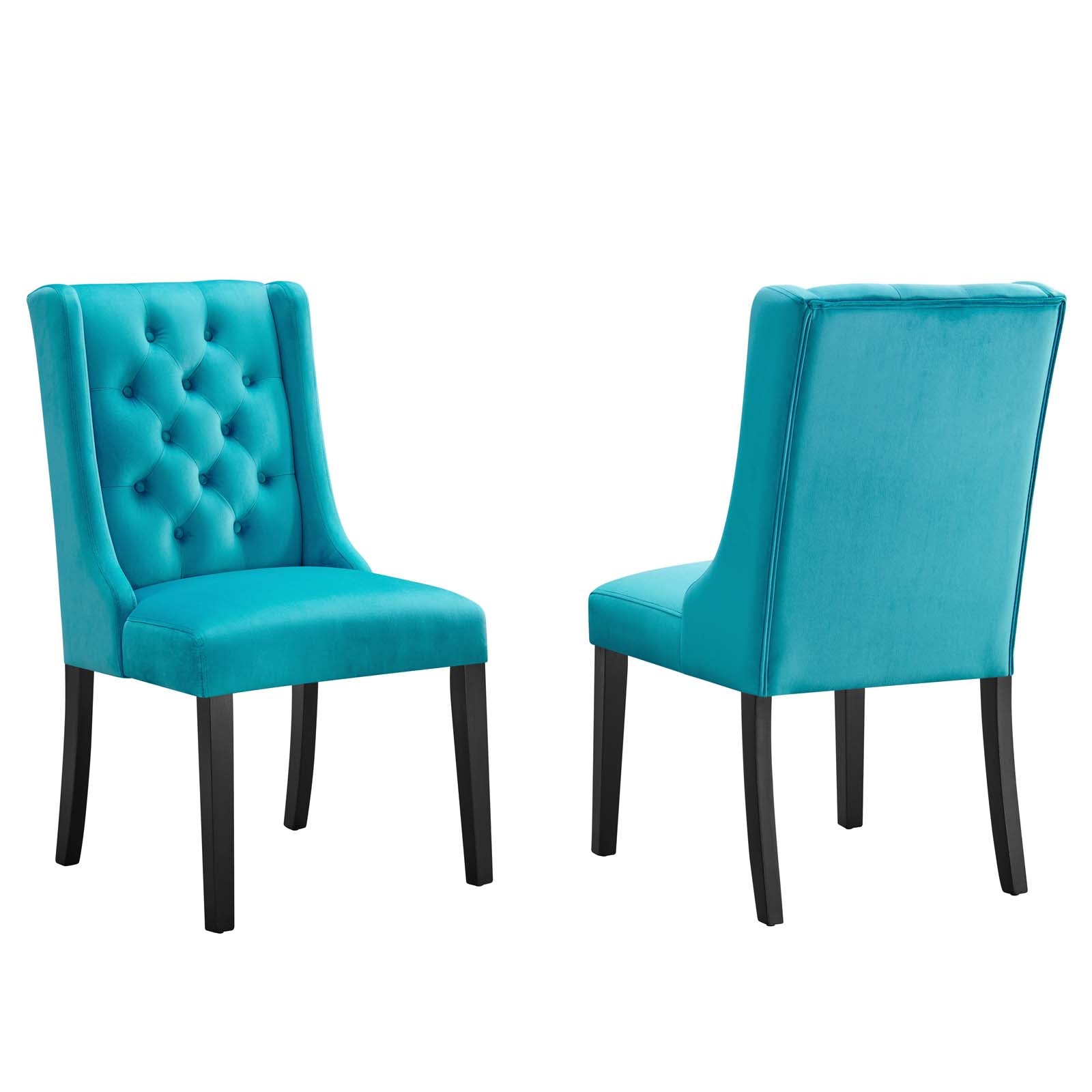 Modway Dining Chairs - Baronet Performance Velvet Dining Chairs - Set of 2 Blue