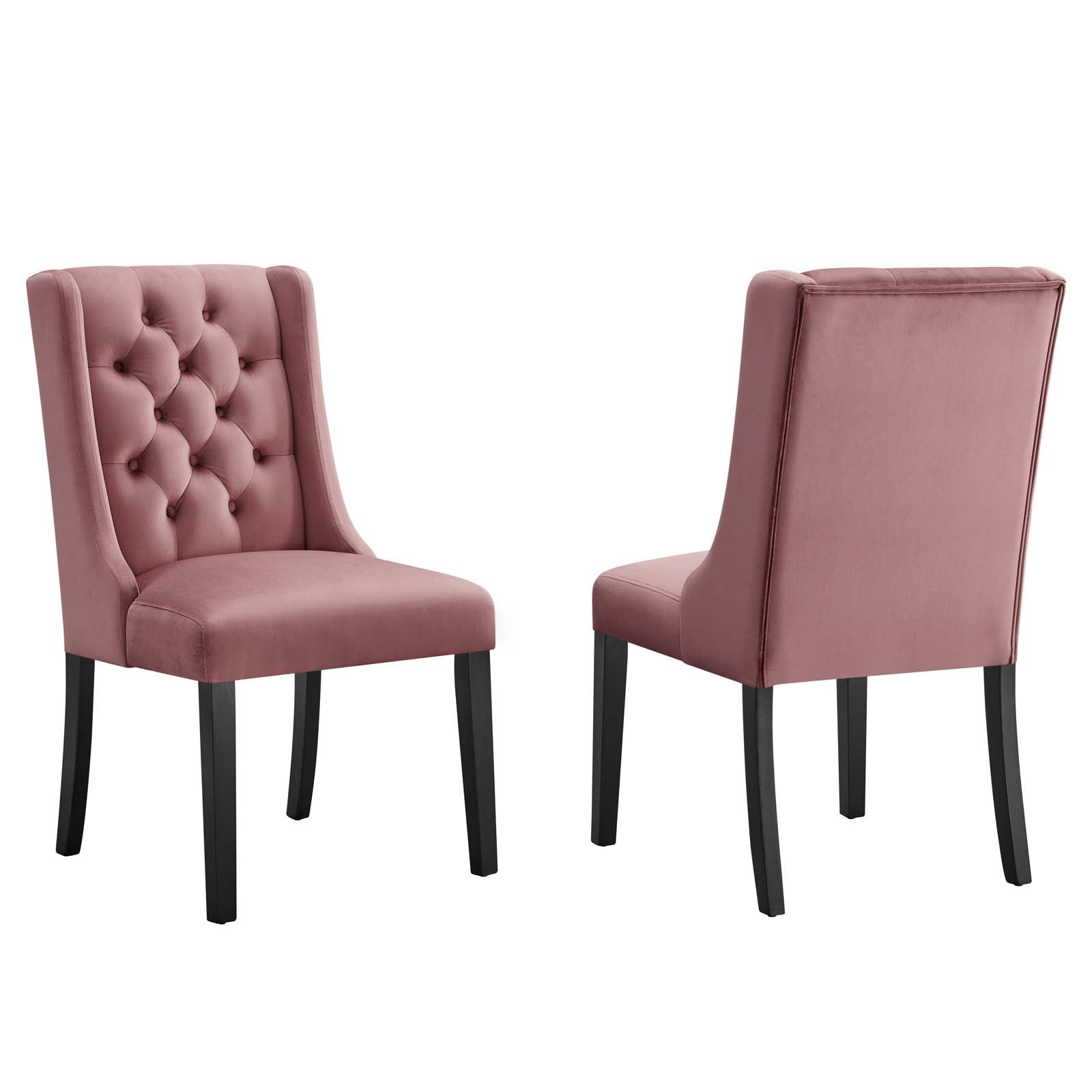 Modway Dining Chairs - Baronet Performance Velvet Dining Chairs - Set of 2 Dusty Rose