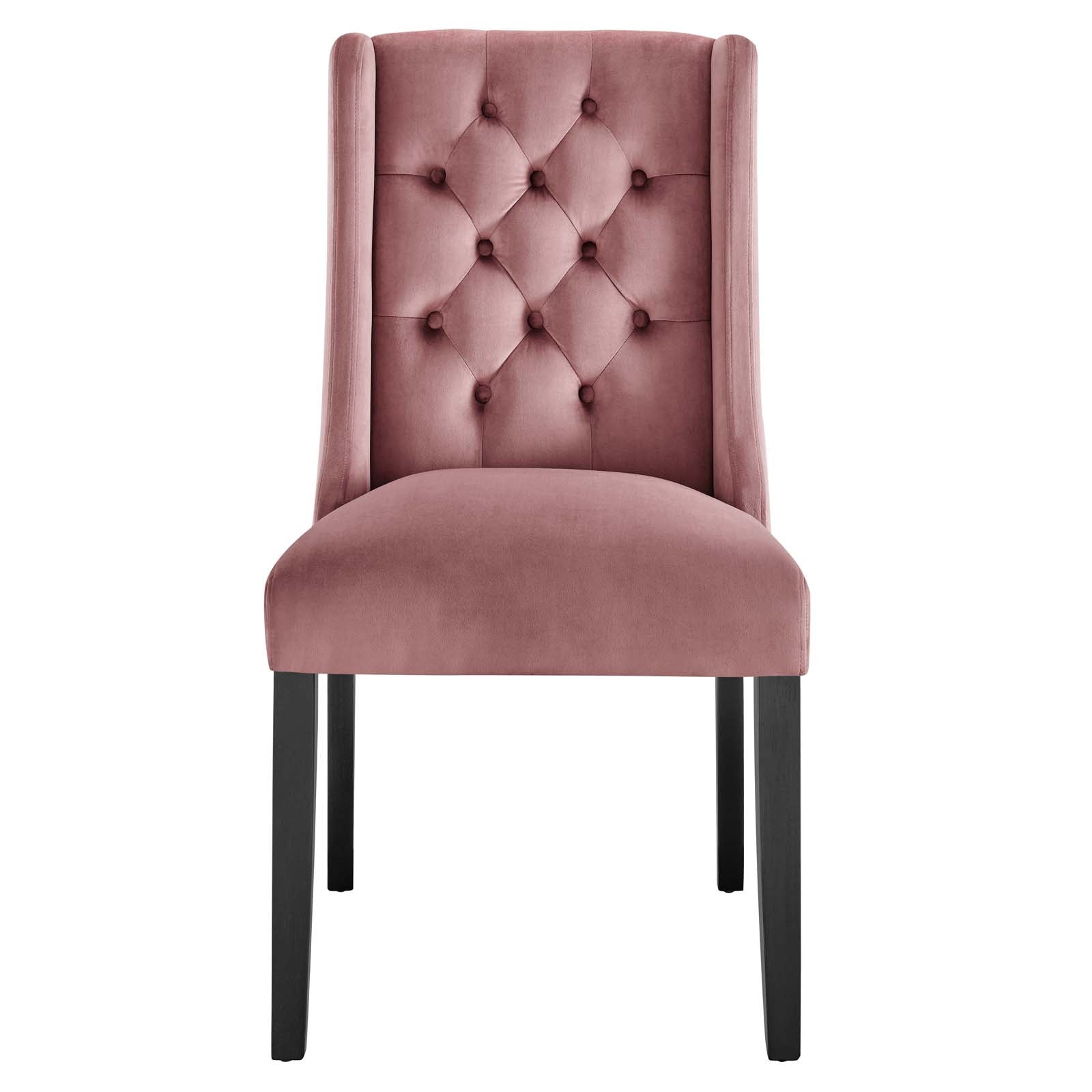 Modway Dining Chairs - Baronet Performance Velvet Dining Chairs - Set of 2 Dusty Rose
