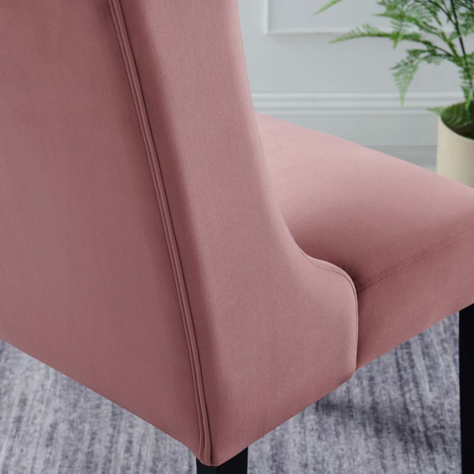 Modway Dining Chairs - Baronet Performance Velvet Dining Chairs - Set of 2 Dusty Rose