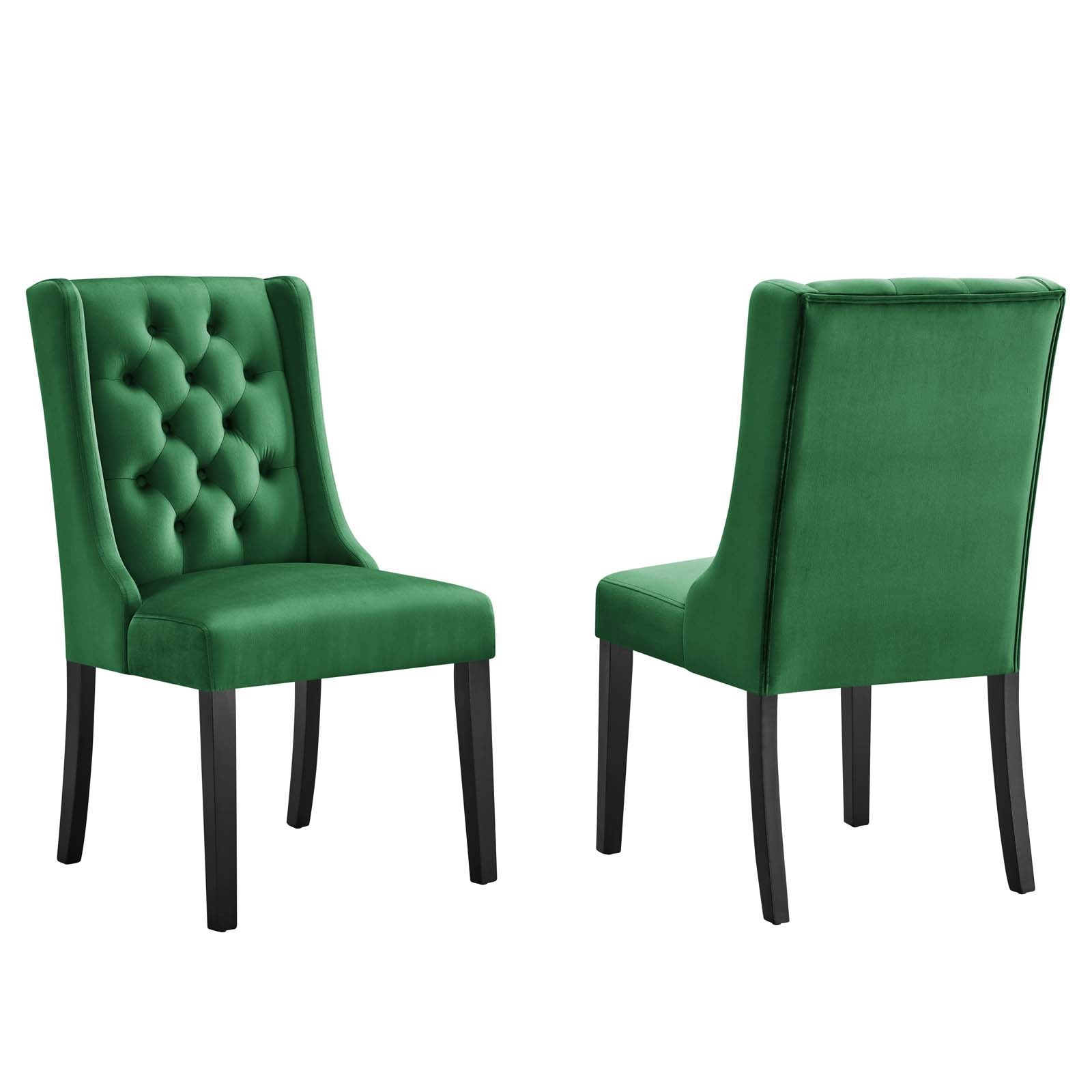 Modway Dining Chairs - Baronet Performance Velvet Dining Chairs - Set of 2 Emerald