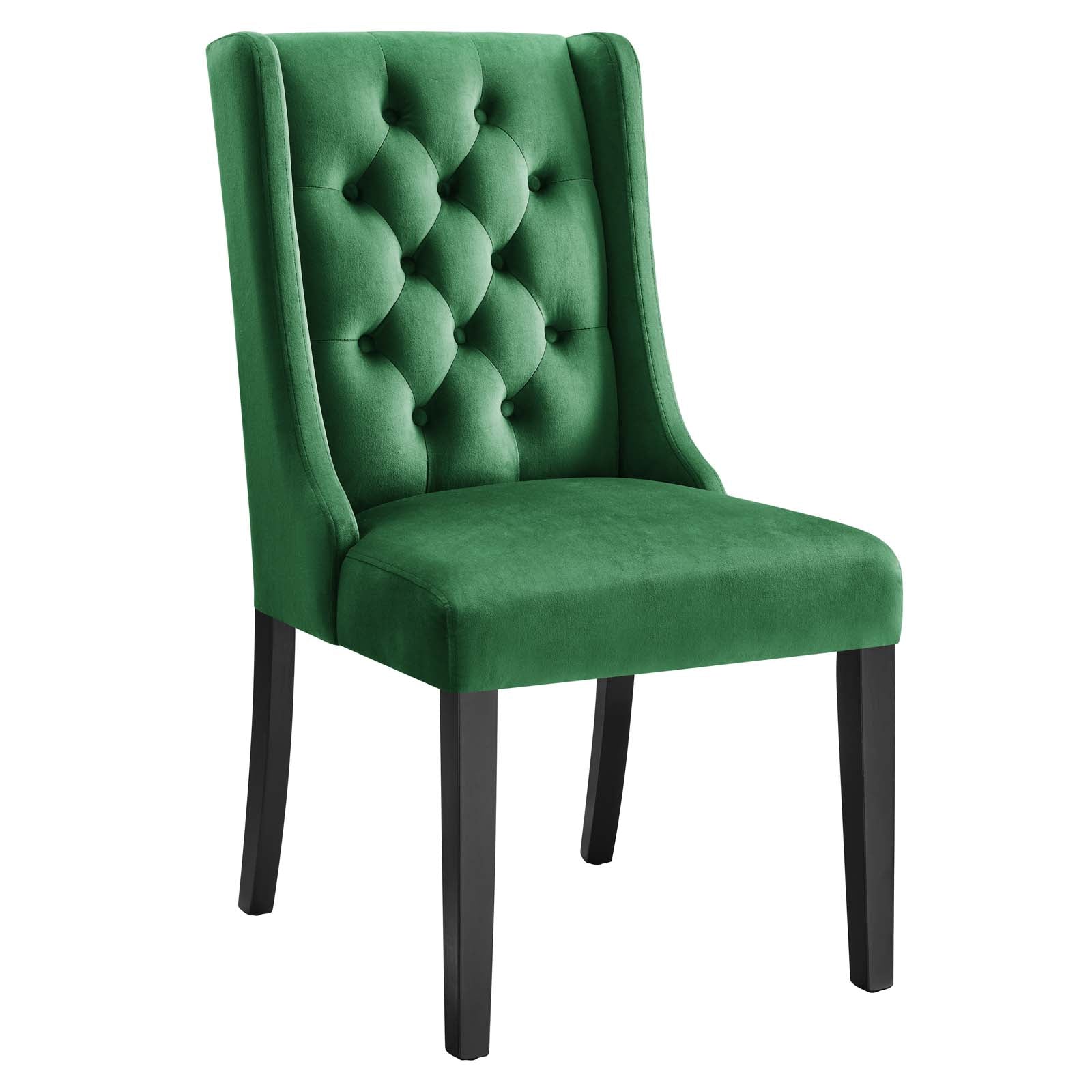 Modway Dining Chairs - Baronet Performance Velvet Dining Chairs - Set of 2 Emerald