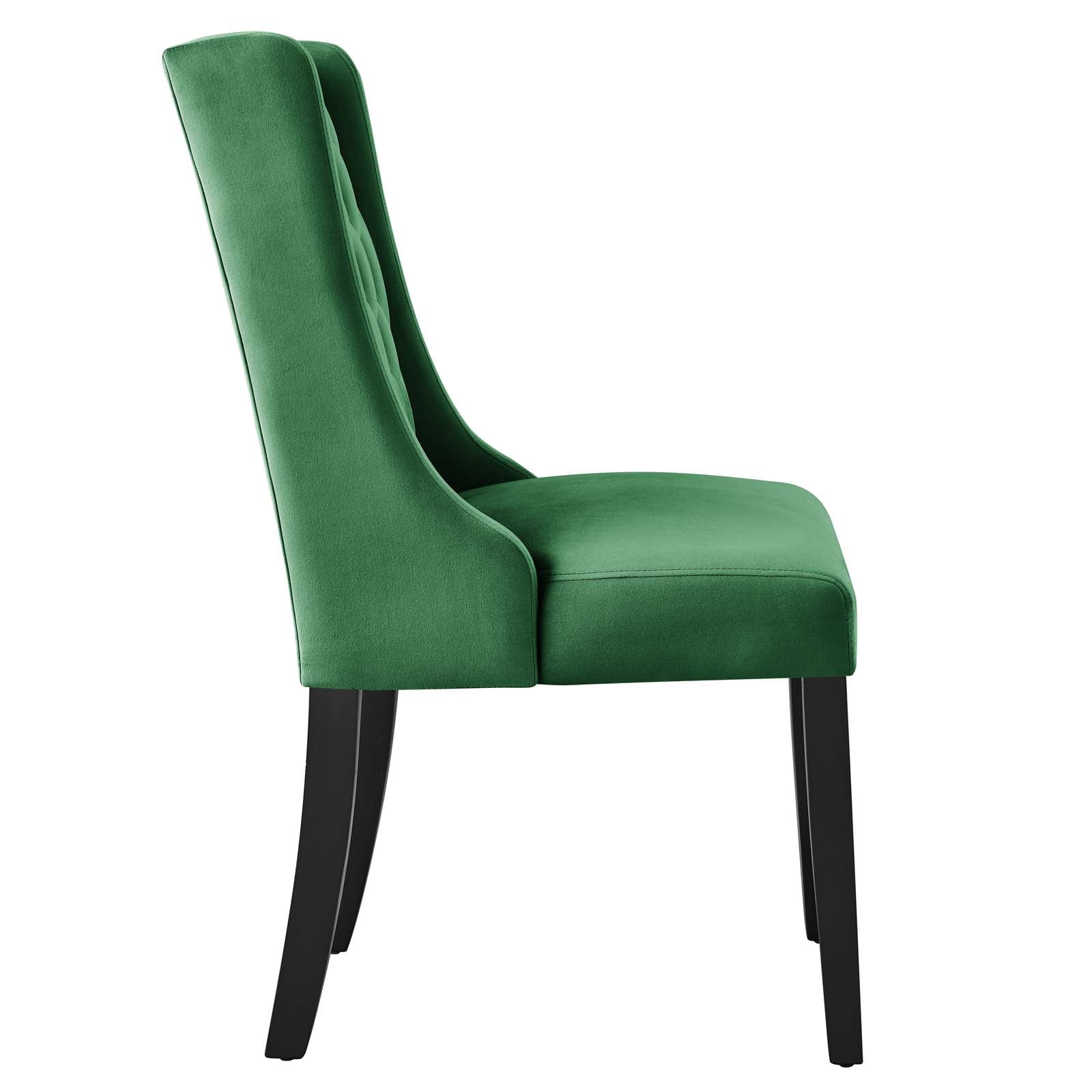 Modway Dining Chairs - Baronet Performance Velvet Dining Chairs - Set of 2 Emerald