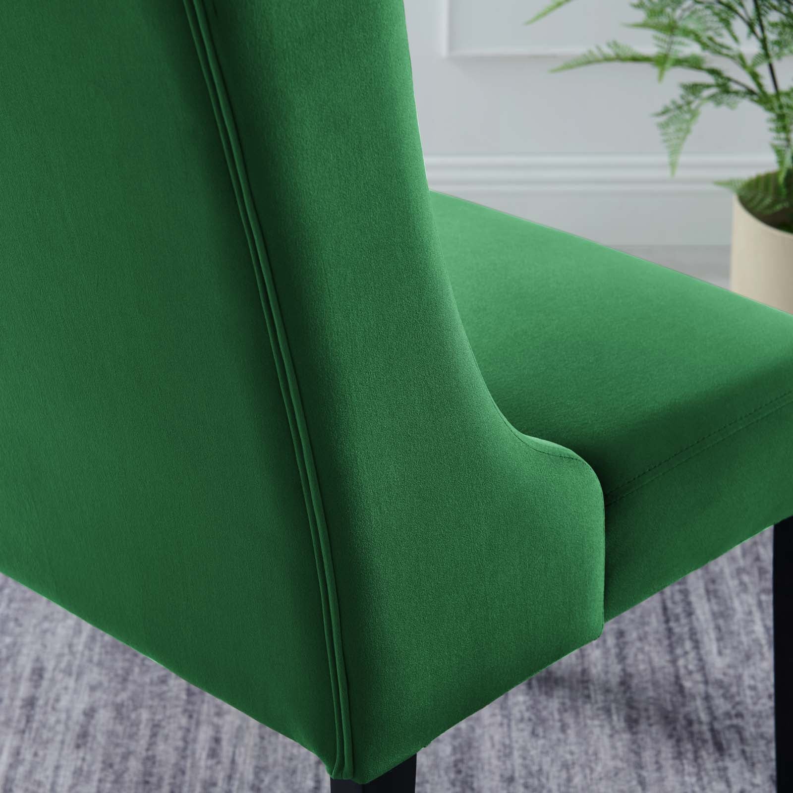 Modway Dining Chairs - Baronet Performance Velvet Dining Chairs - Set of 2 Emerald