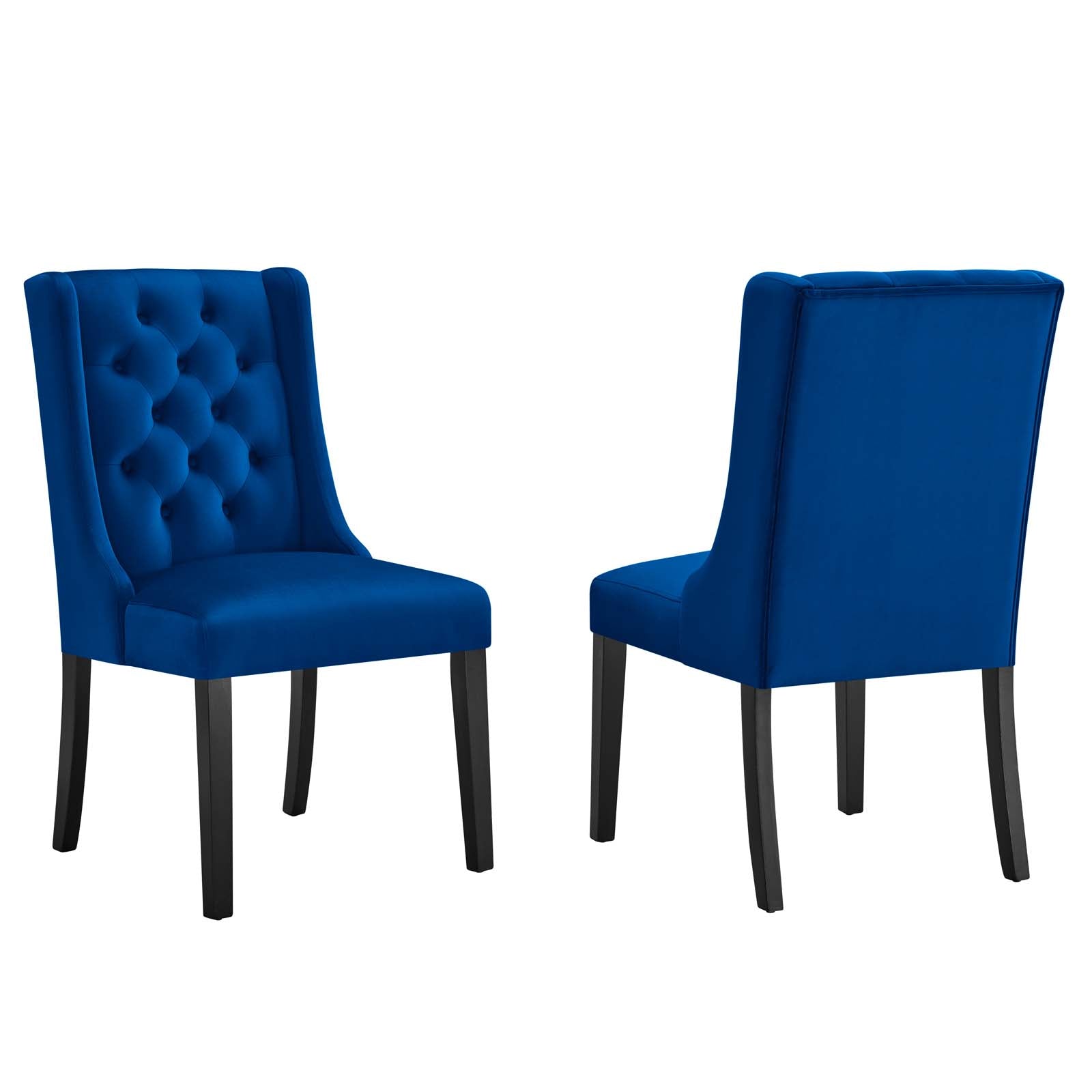 Modway Dining Chairs - Baronet Performance Velvet Dining Chairs - Set of 2 Navy