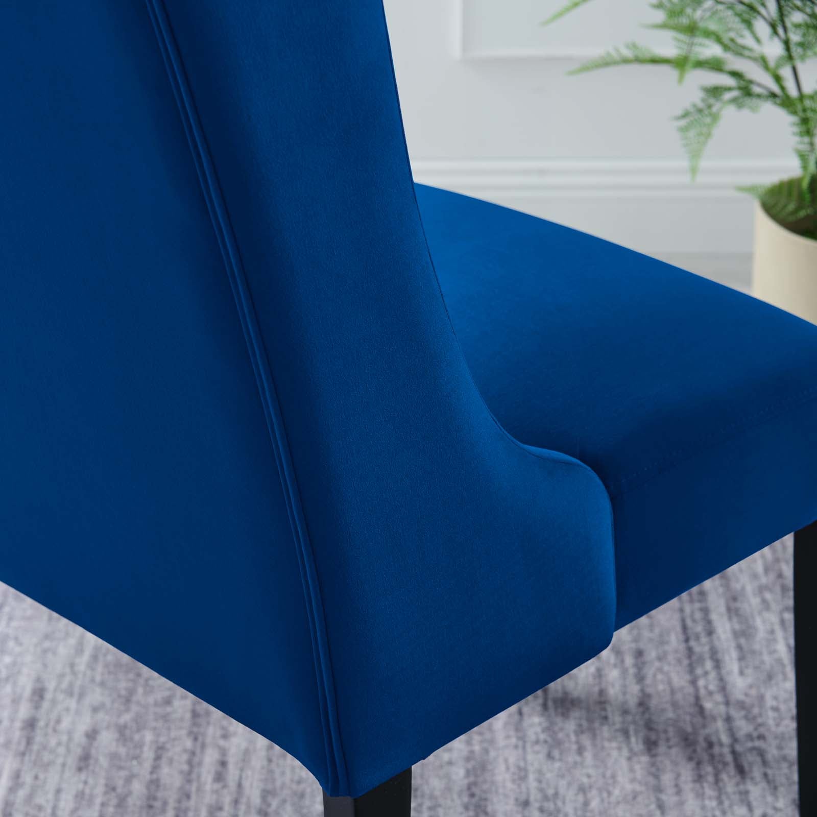Modway Dining Chairs - Baronet Performance Velvet Dining Chairs - Set of 2 Navy