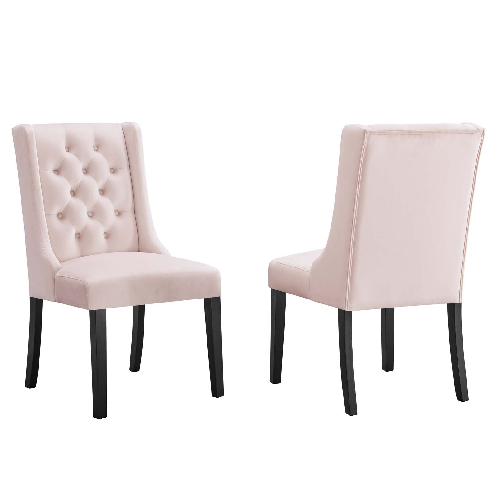 Modway Dining Chairs - Baronet Performance Velvet Dining Chairs - Set of 2 Pink
